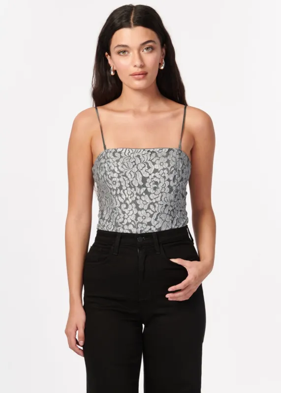 Reina Metallic Bodysuit Silver sold by Cami NYC