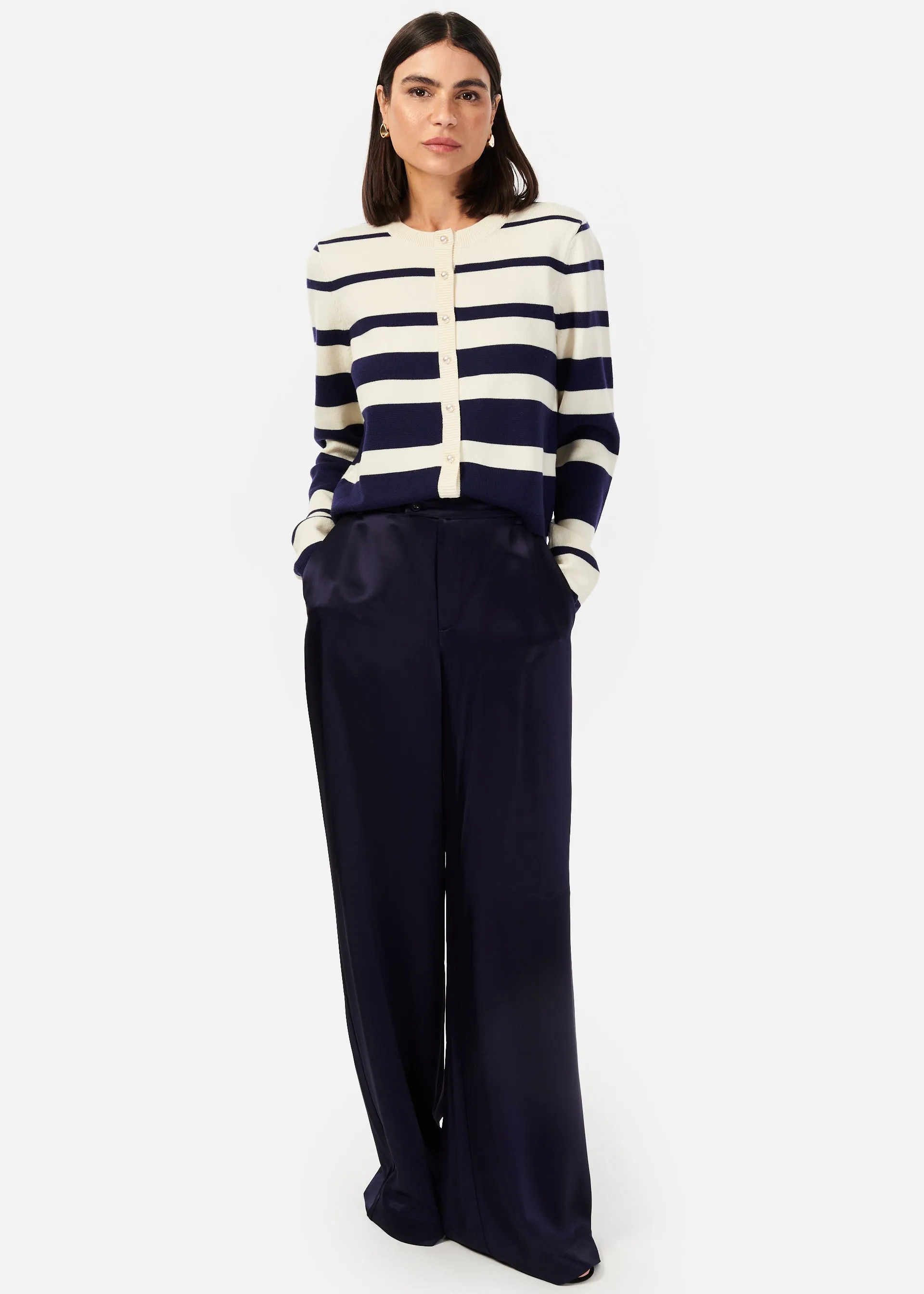 Kimbra Pearl Cardigan Shadow Stripe sold by Cami NYC product image thumbnail 3