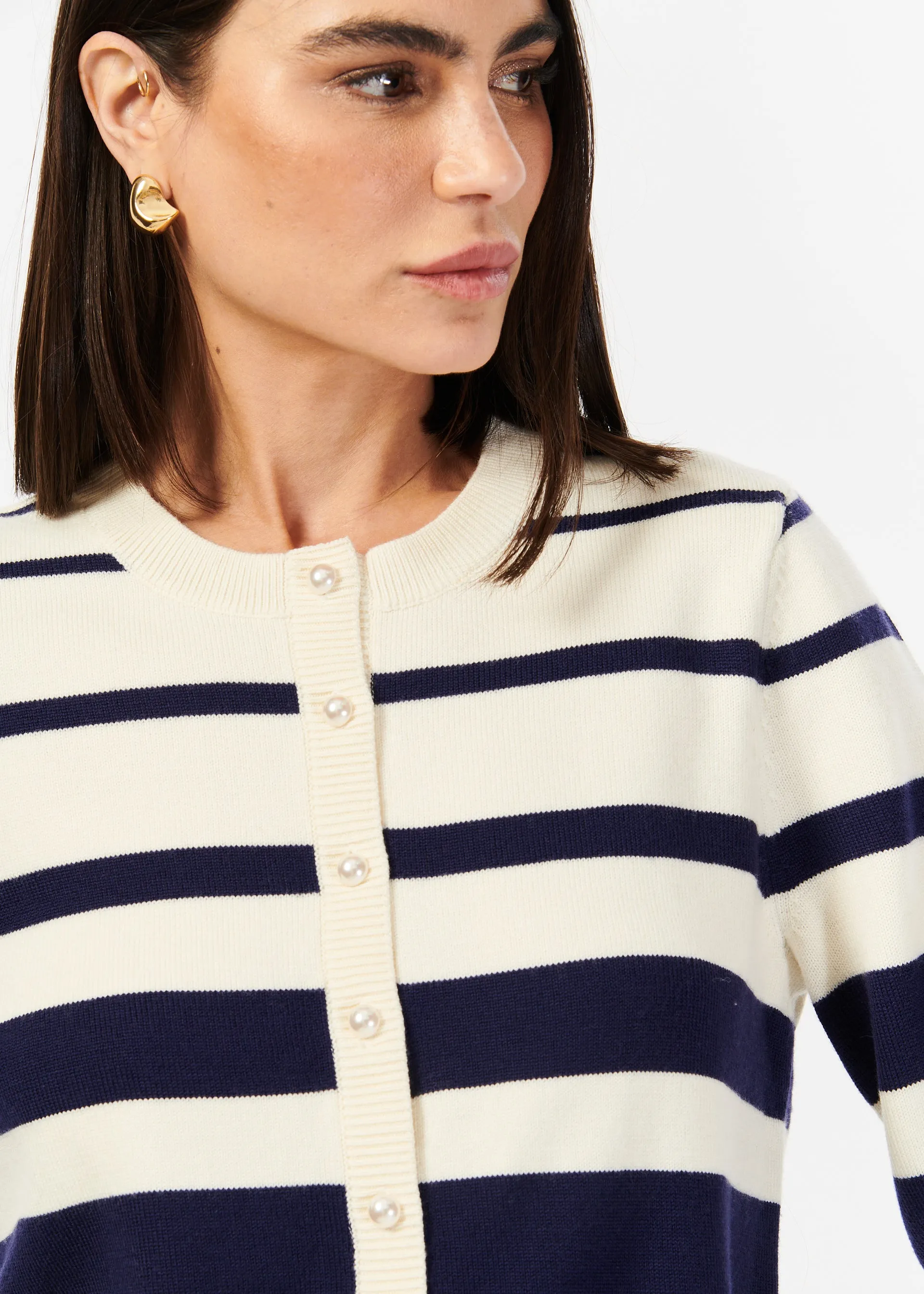 Kimbra Pearl Cardigan Shadow Stripe sold by Cami NYC product image thumbnail 2
