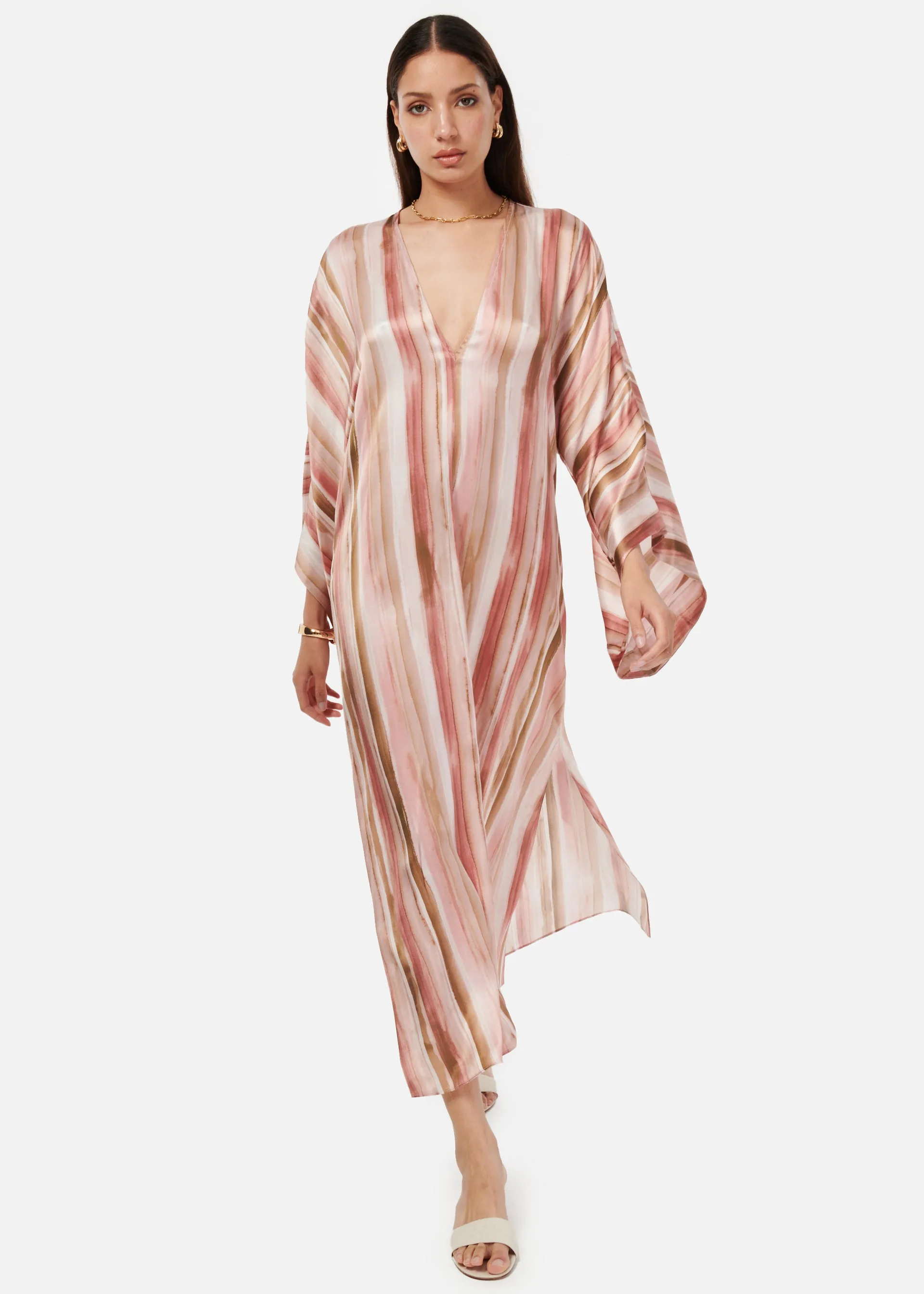Xanthe Kaftan Dress Painterly Stripe sold by Cami NYC product image thumbnail 2