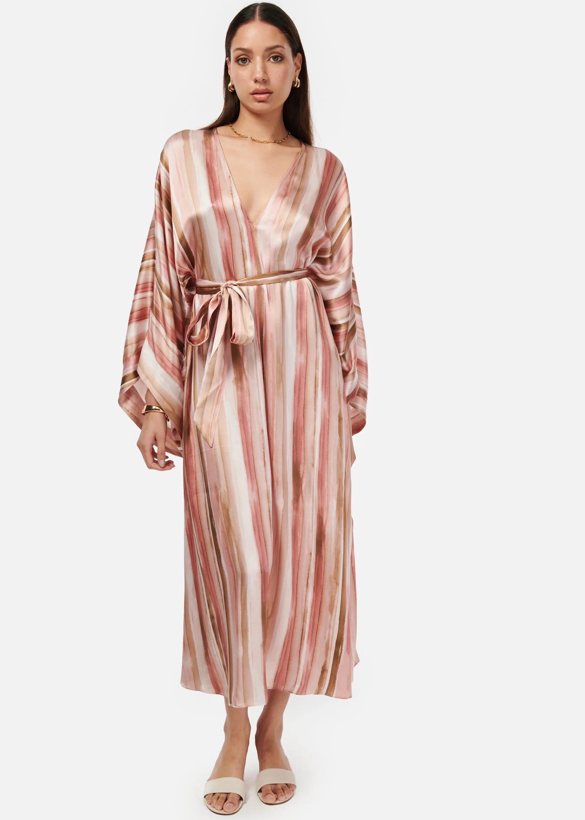 Xanthe Kaftan Dress Painterly Stripe sold by Cami NYC