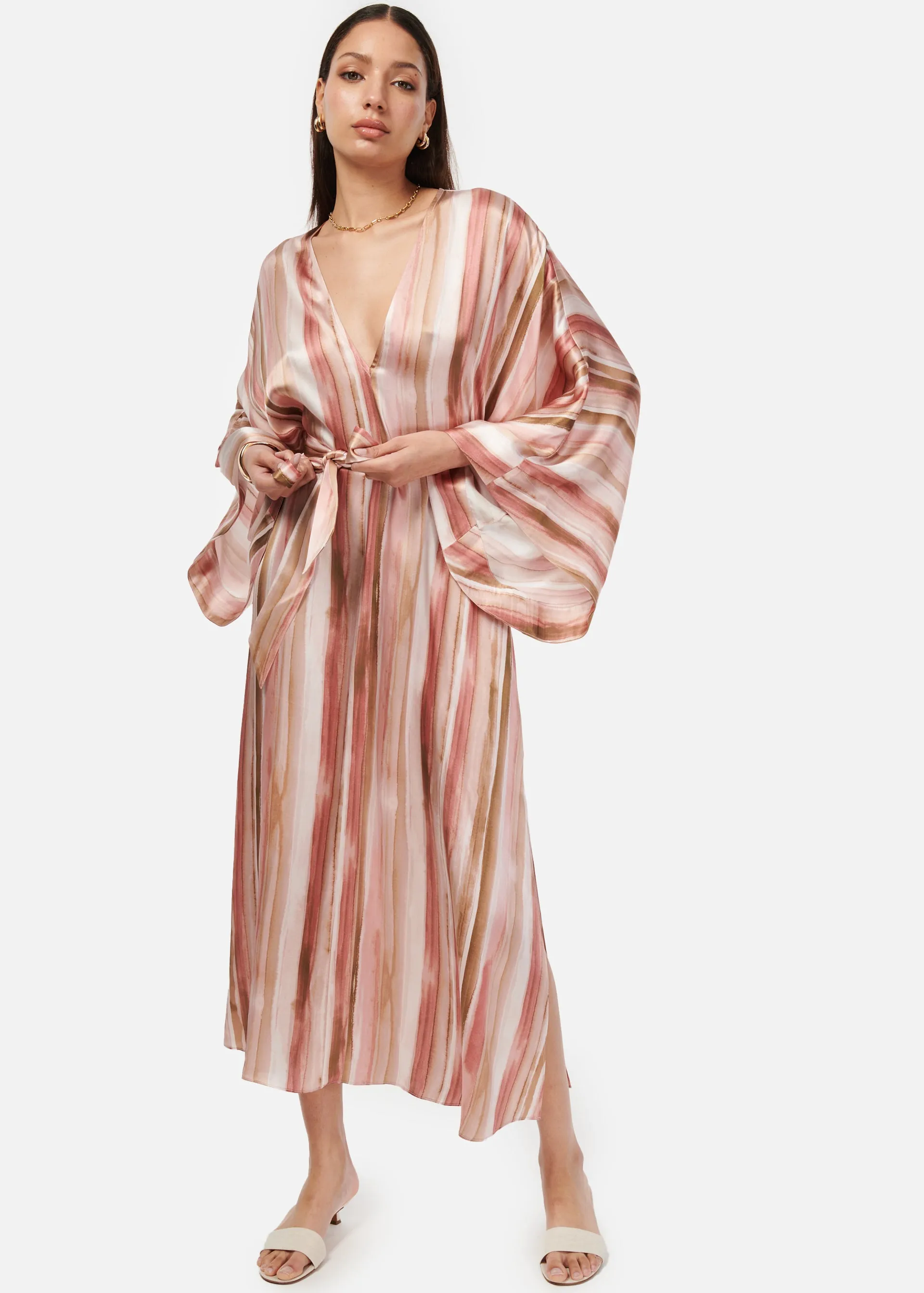 Xanthe Kaftan Dress Painterly Stripe sold by Cami NYC product image thumbnail 4