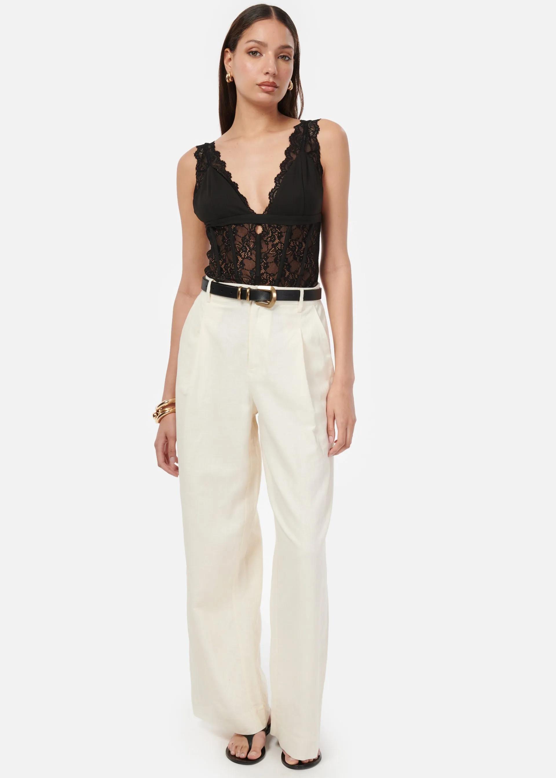 Cadiz Wide Leg Pant Cream sold by Cami NYC product image thumbnail 2