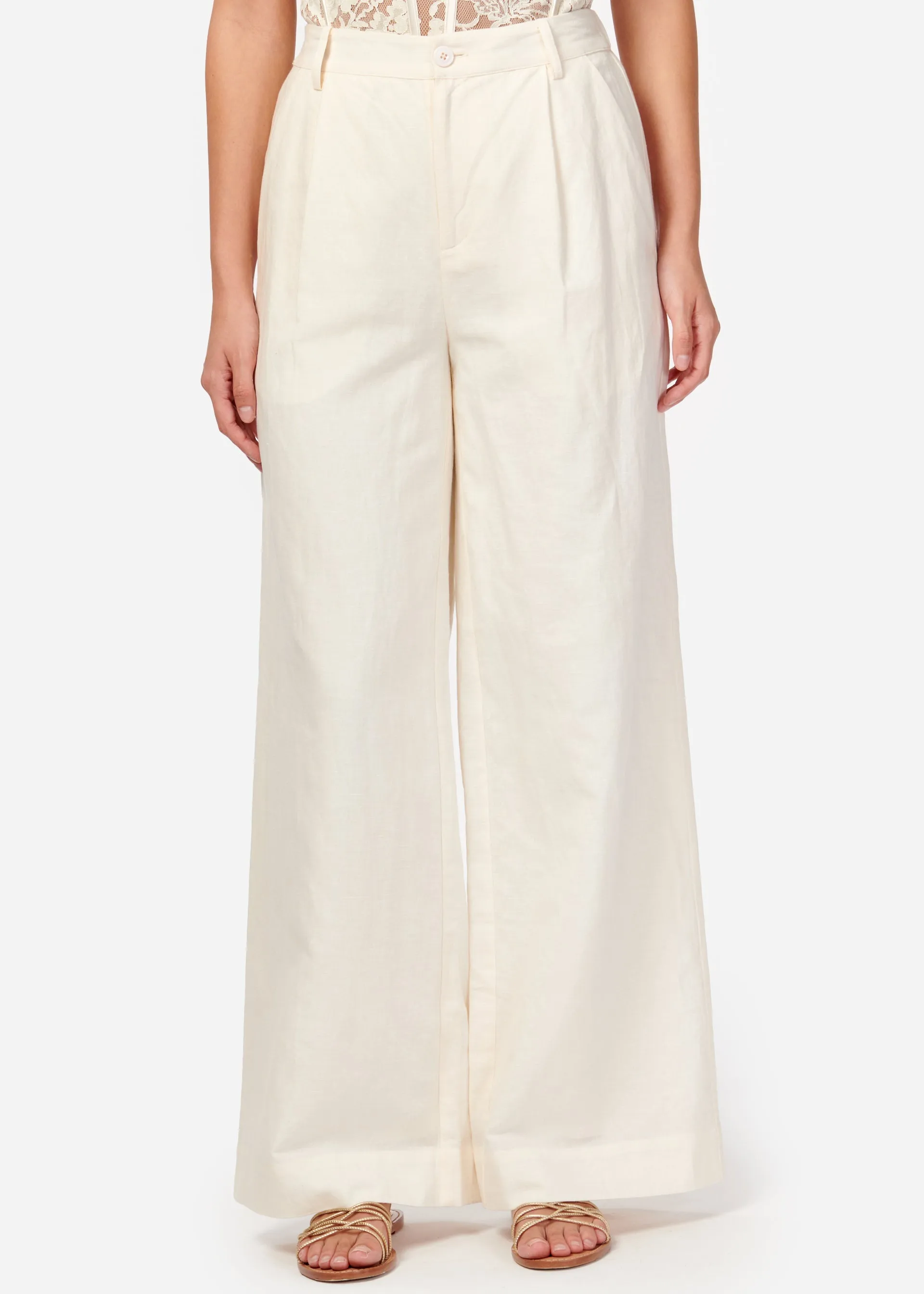 Cadiz Wide Leg Pant Cream sold by Cami NYC