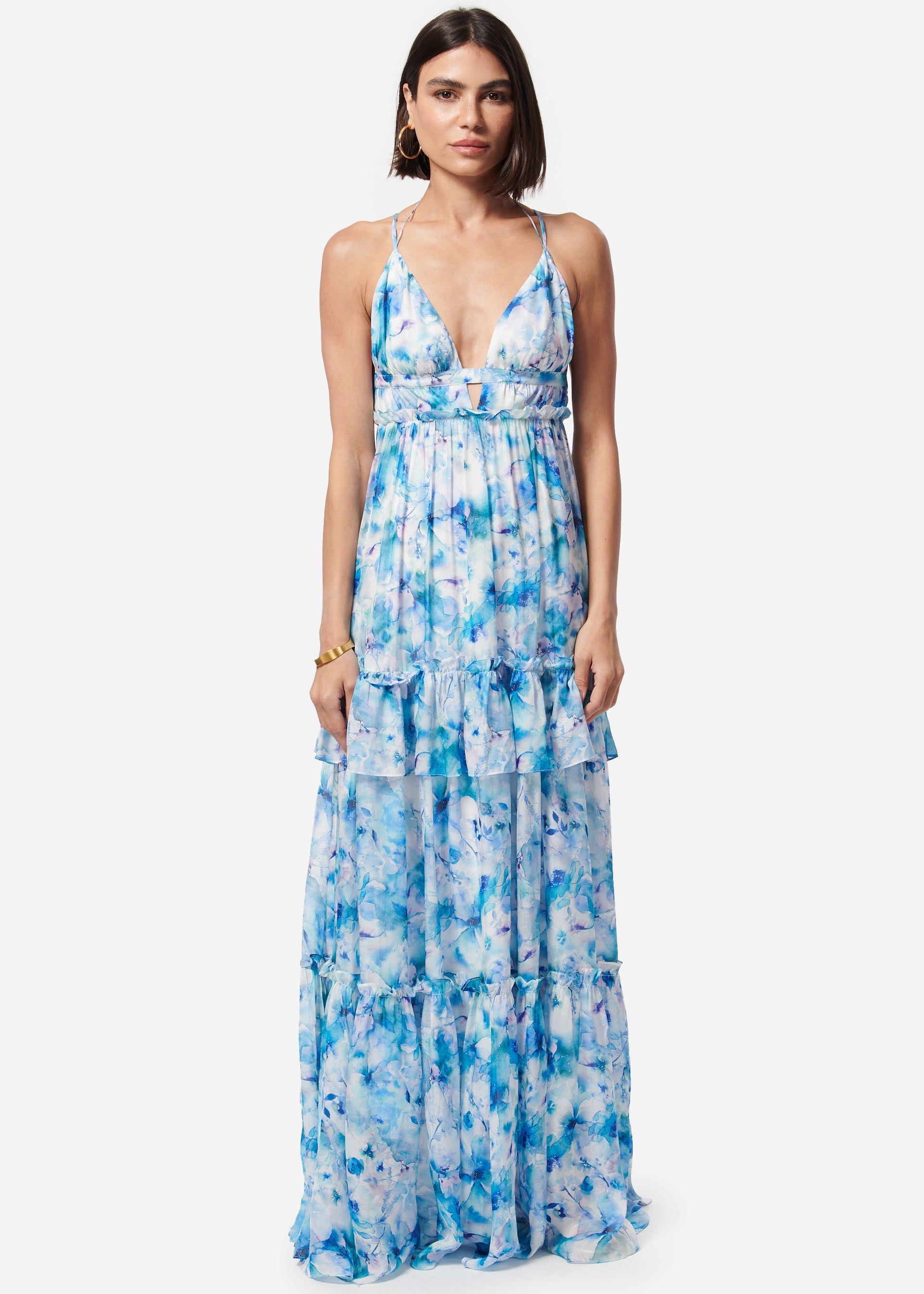 Doris Chiffon Dress Sea Floral sold by Cami NYC