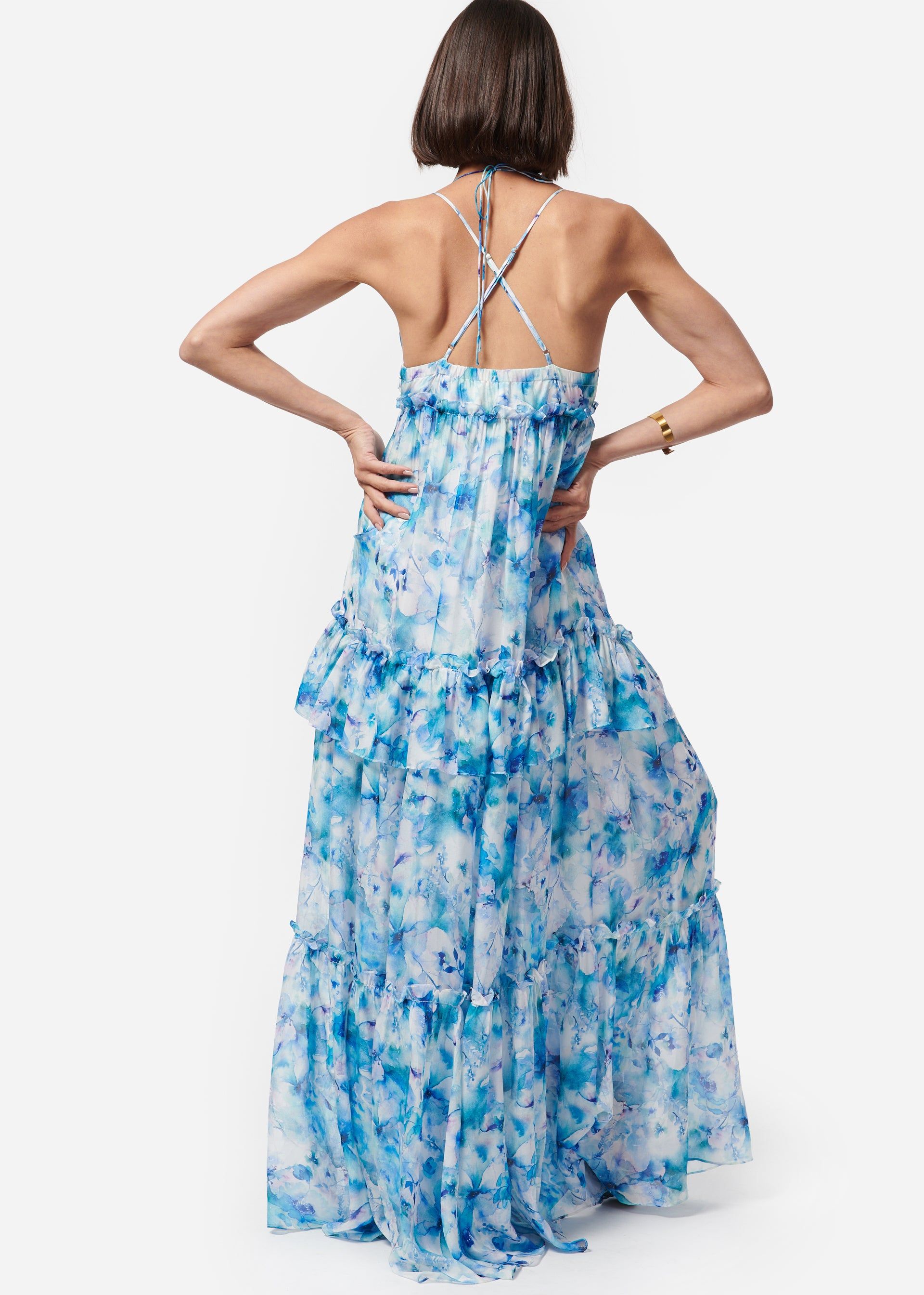Doris Chiffon Dress Sea Floral sold by Cami NYC product image thumbnail 4