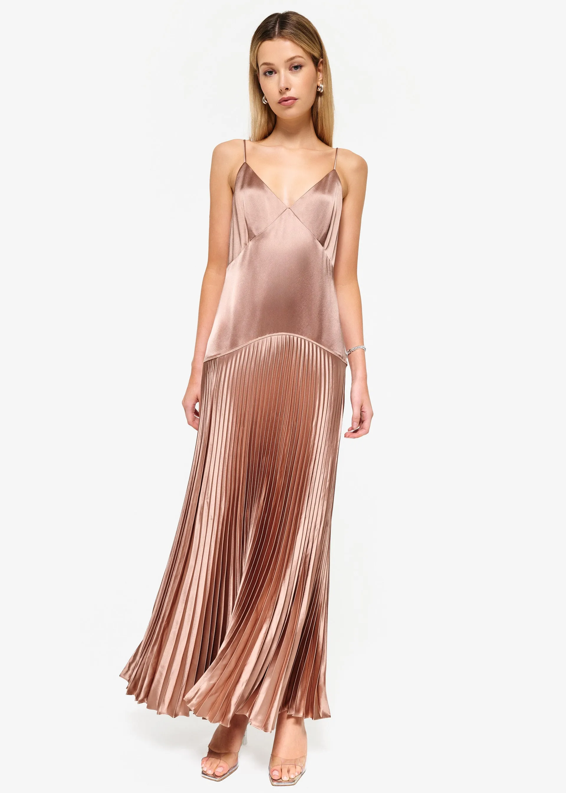 Jennelyn Pleated Gown Mink sold by Cami NYC product image thumbnail 3