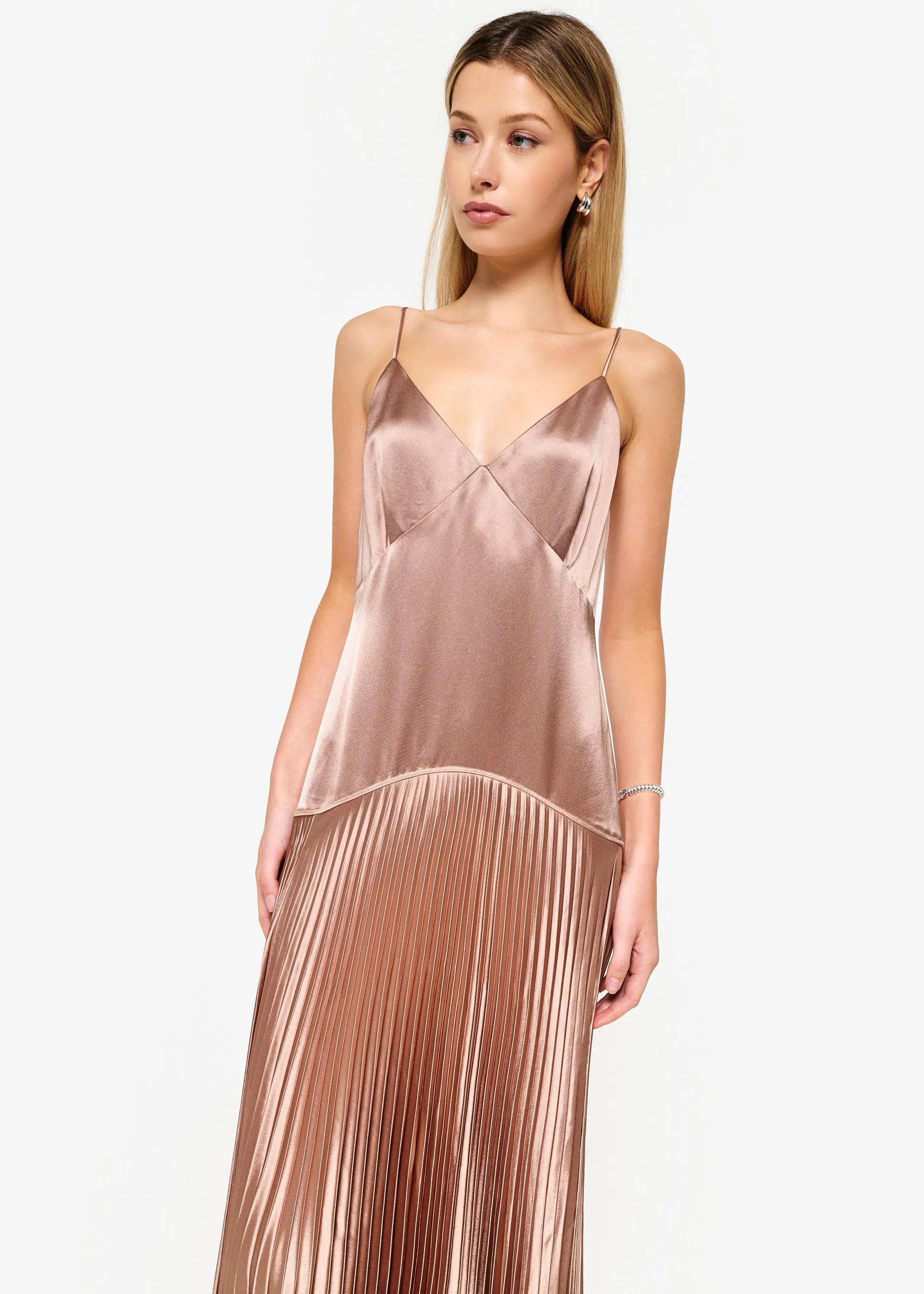 Jennelyn Pleated Gown Mink sold by Cami NYC product image thumbnail 2