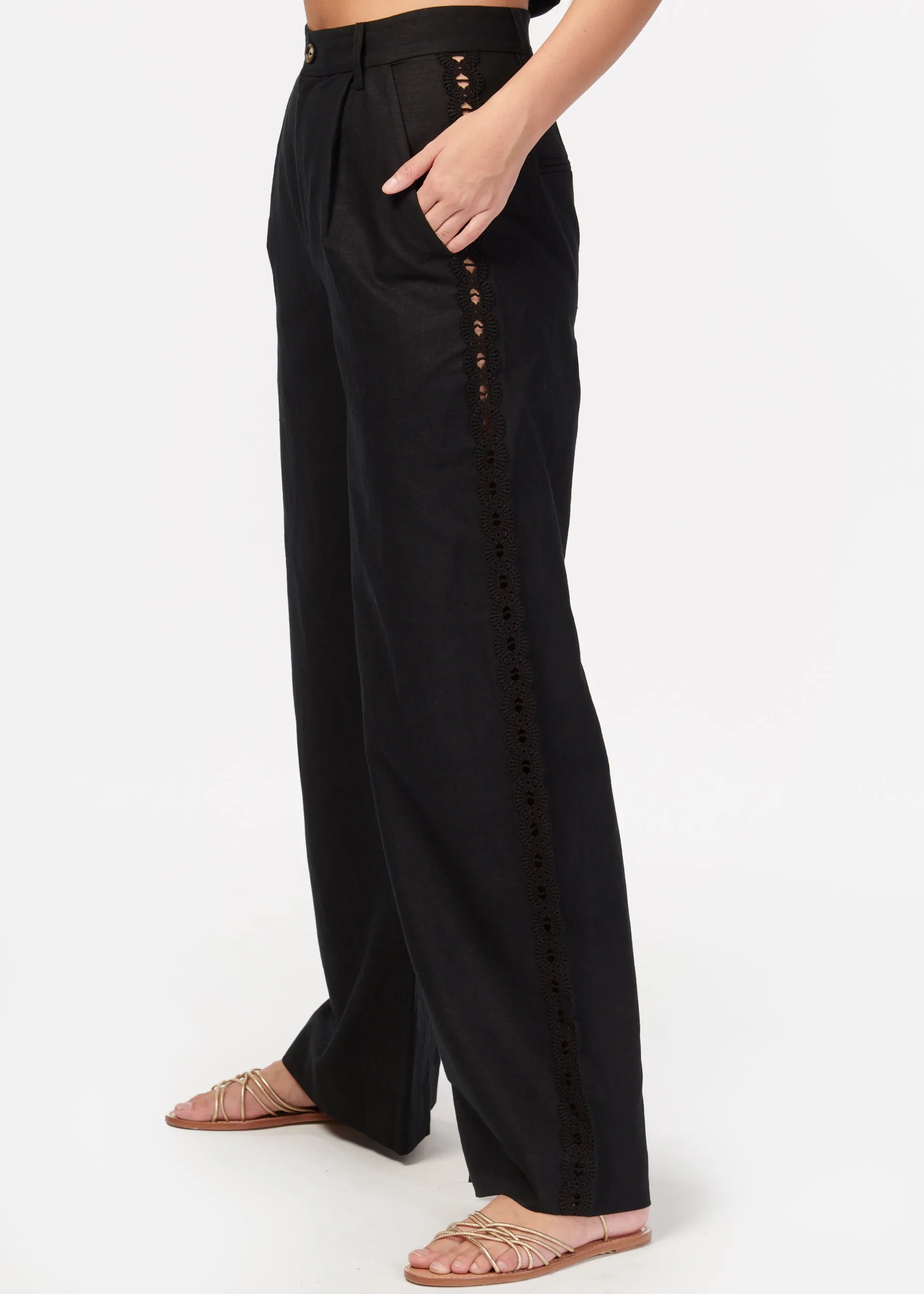 Akhila Wide Leg Pant Black sold by Cami NYC product image thumbnail 4