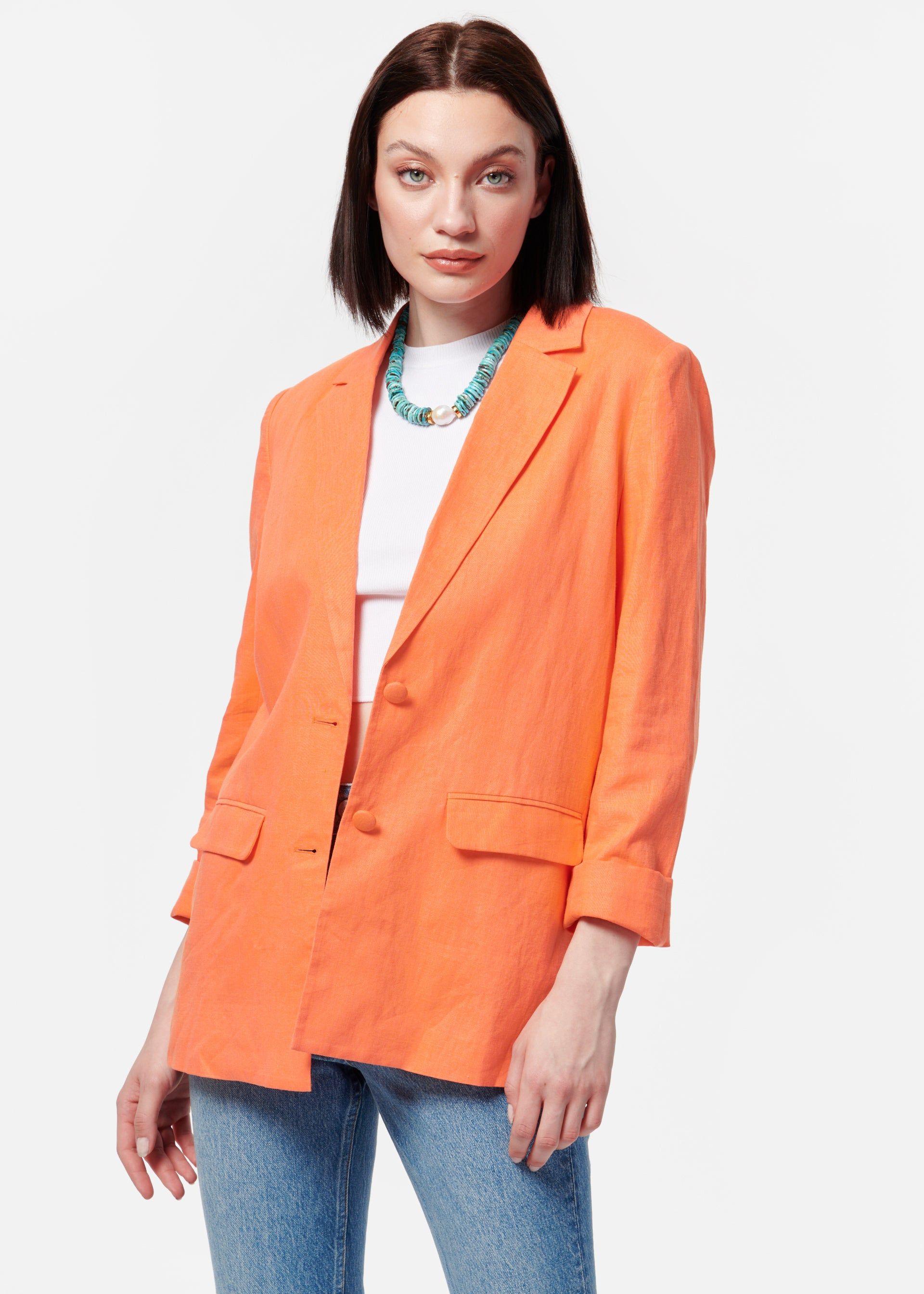 Owen Linen Blazer Papaya sold by Cami NYC product image thumbnail 2