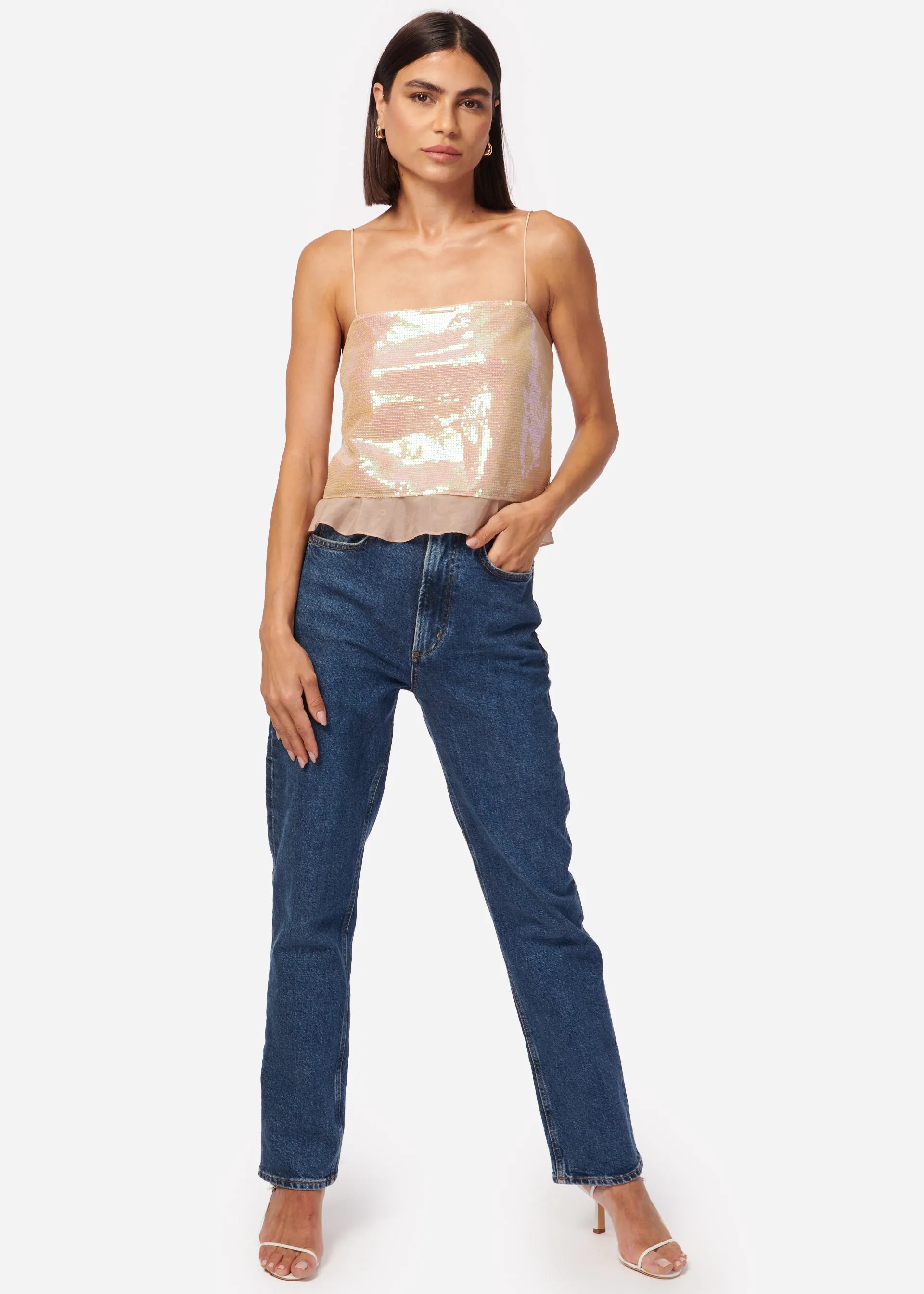 Jojo Sequin Camisole Opal Sequin sold by Cami NYC product image thumbnail 3