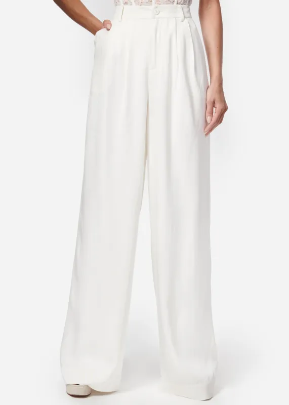 Rylie Rayon Twill Wide Leg Pant White sold by Cami NYC