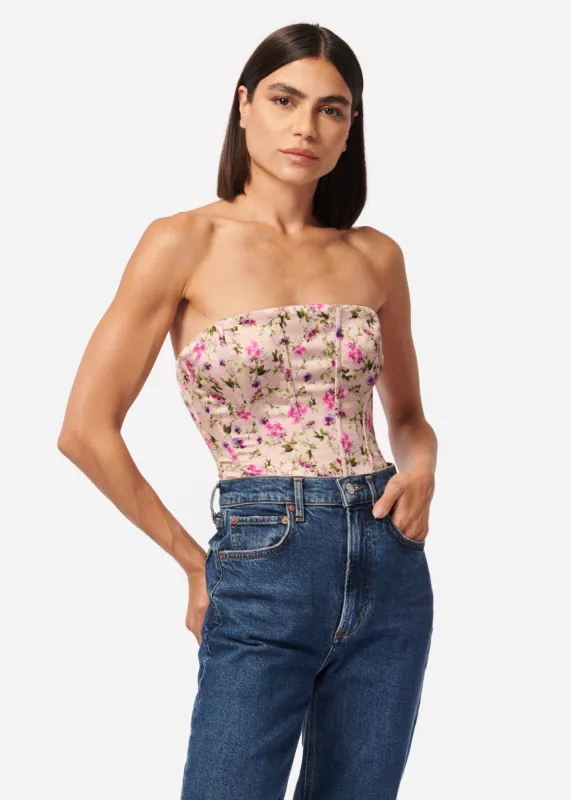 Tamara Corset Bodysuit Spring Geranium sold by Cami NYC