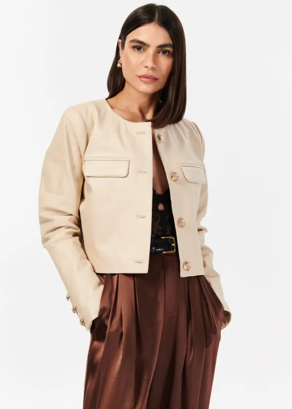 Ludmilla Genuine Leather Jacket Scallop sold by Cami NYC
