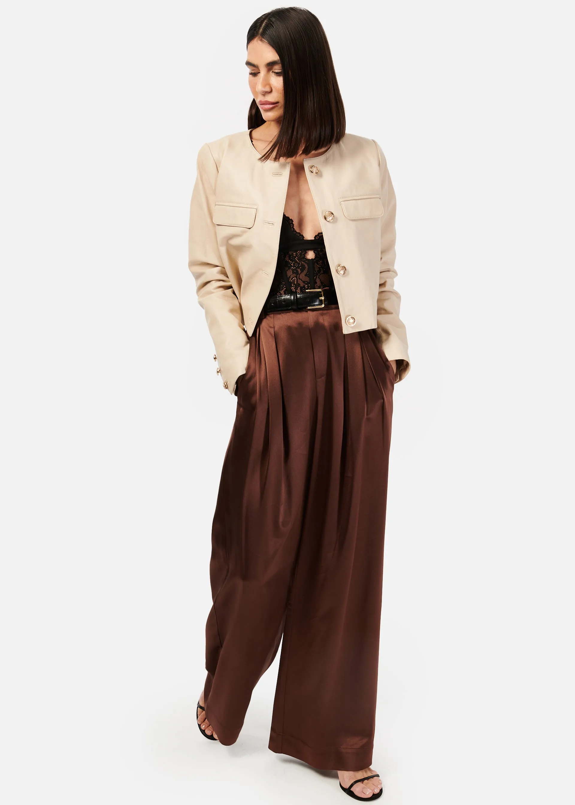 Ludmilla Genuine Leather Jacket Scallop sold by Cami NYC product image thumbnail 2