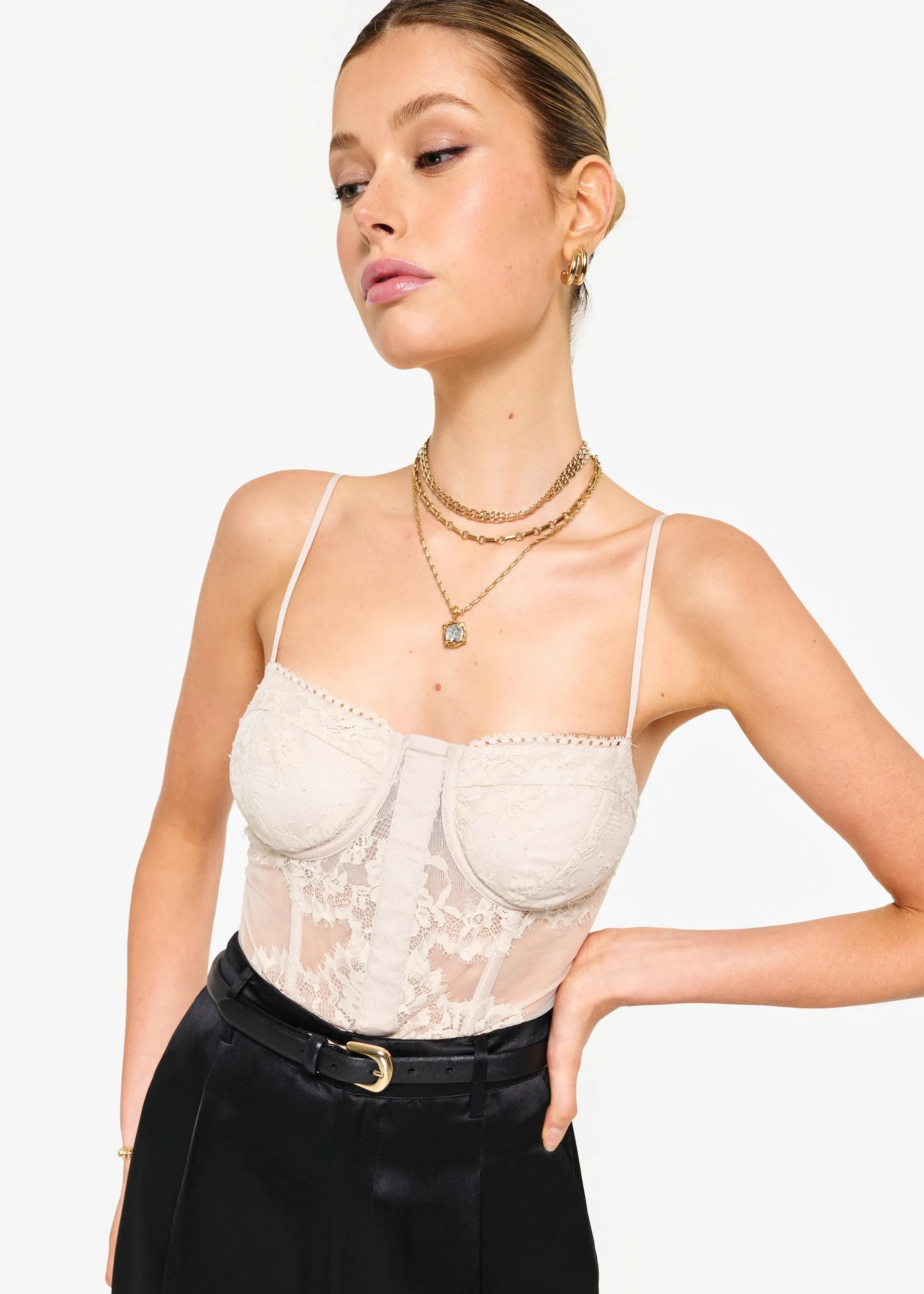Riona Corset Bodysuit Oat sold by Cami NYC product image thumbnail 4