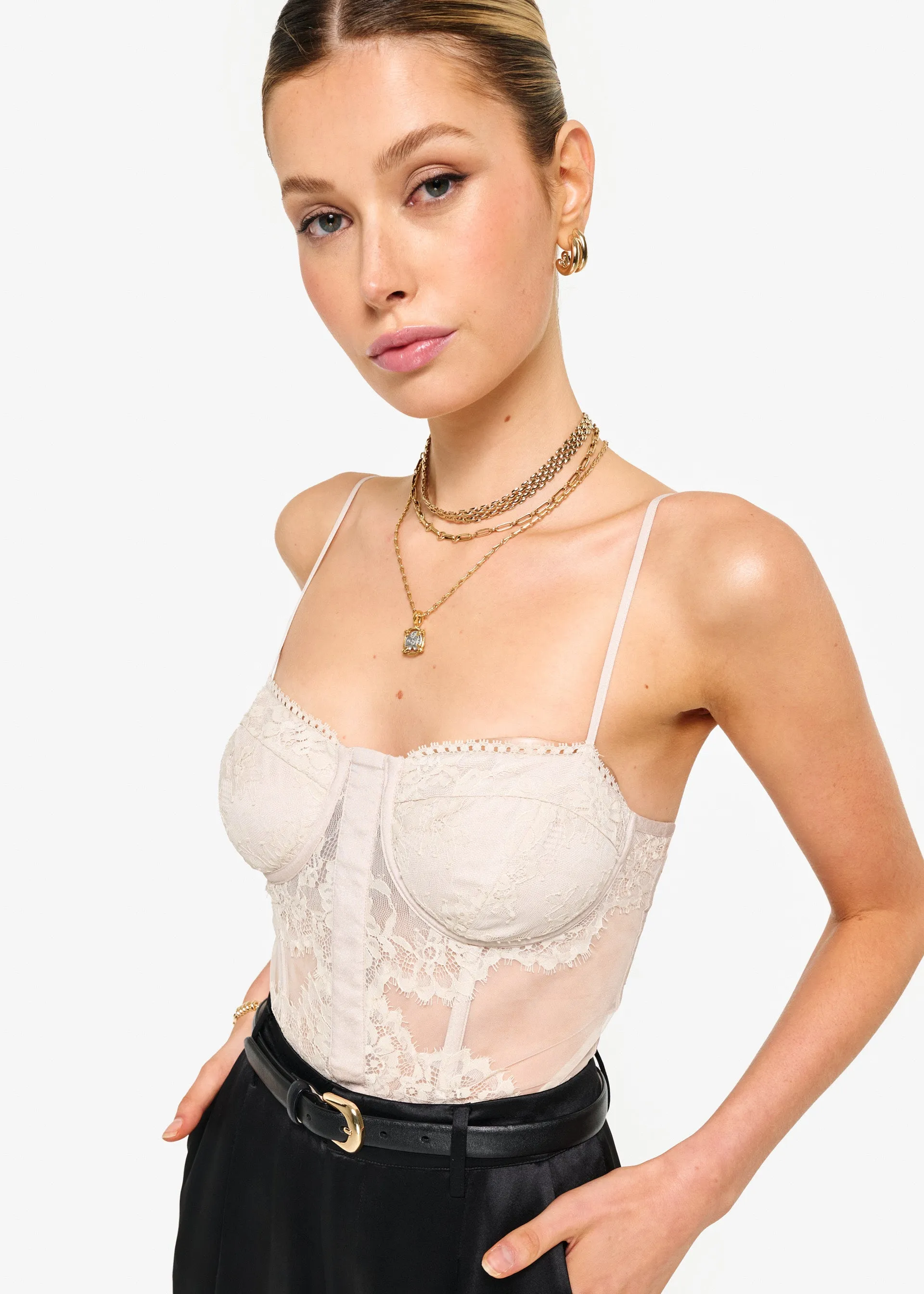 Riona Corset Bodysuit Oat sold by Cami NYC product image thumbnail 3