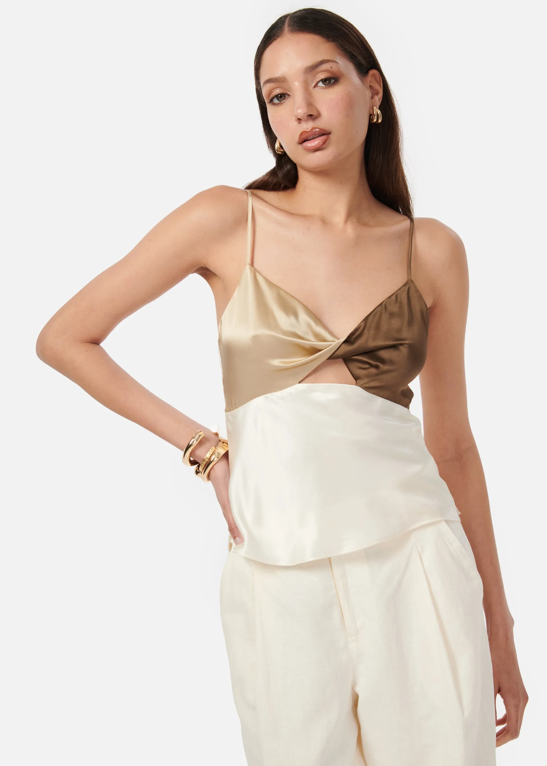 Edith Camisole Neutral Colorblock sold by Cami NYC