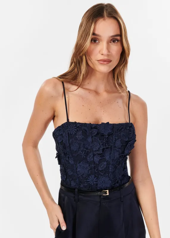 Beleza Lace Bodysuit Navy sold by Cami NYC