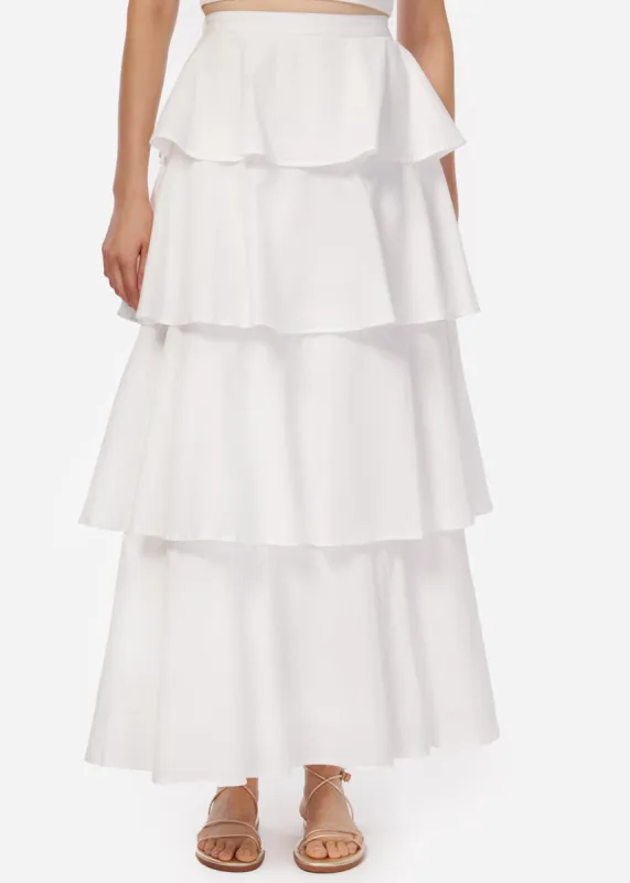Terra Cotton Poplin Skirt White sold by Cami NYC