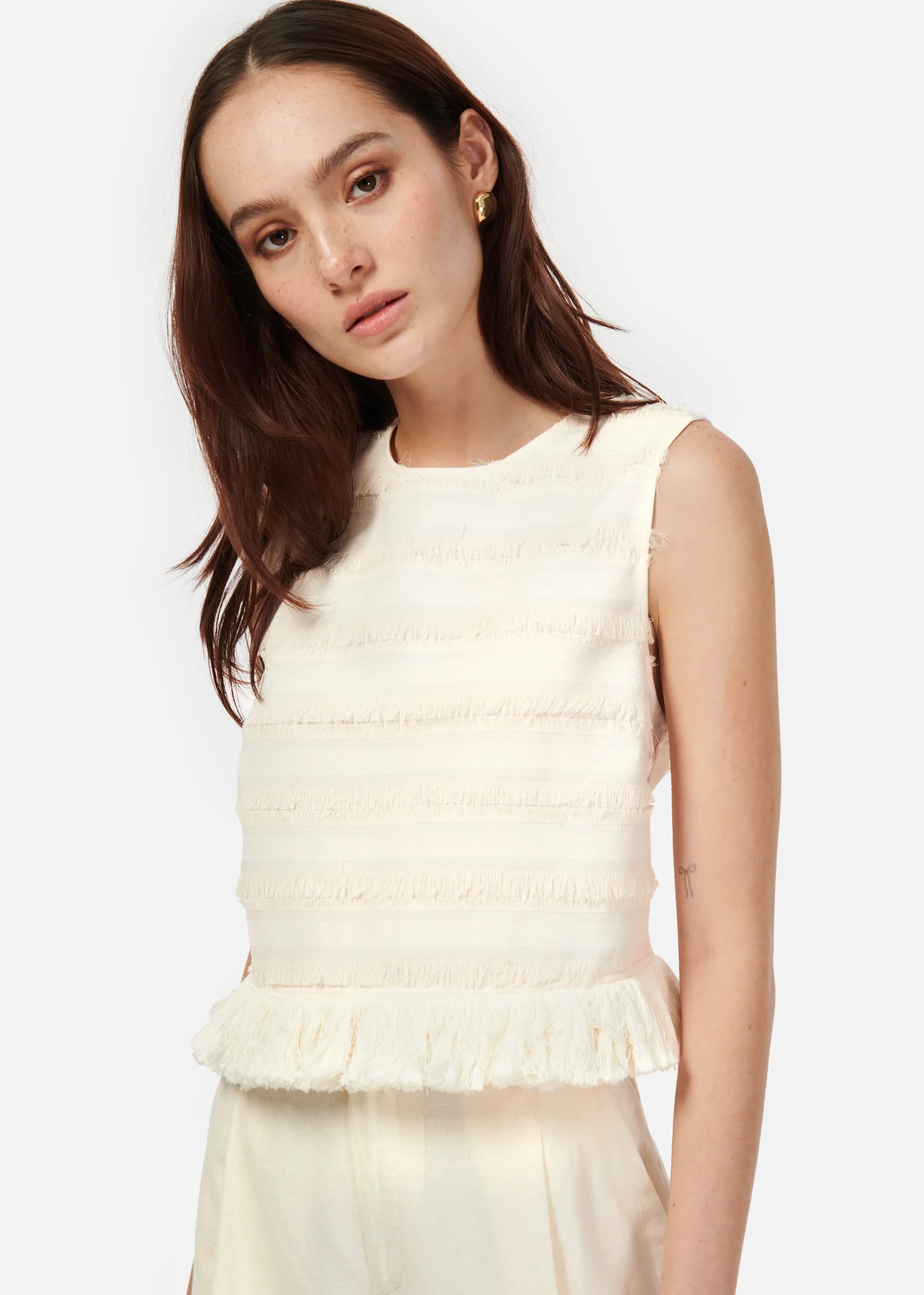 Fabiana Fringe Cropped Top Ceramic sold by Cami NYC product image thumbnail 2