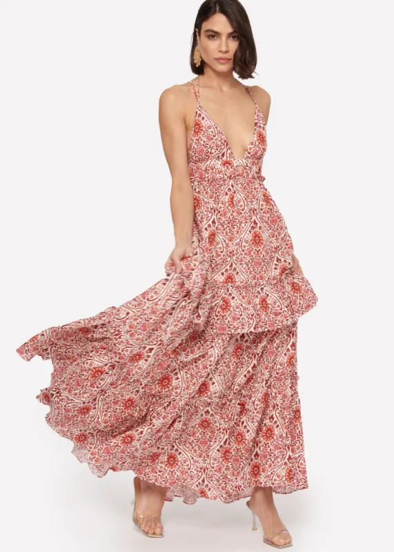 Doris Dress Orange Damask sold by Cami NYC