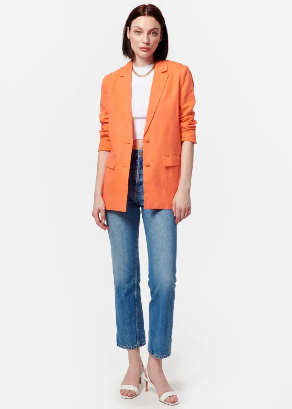 Owen Linen Blazer Papaya sold by Cami NYC