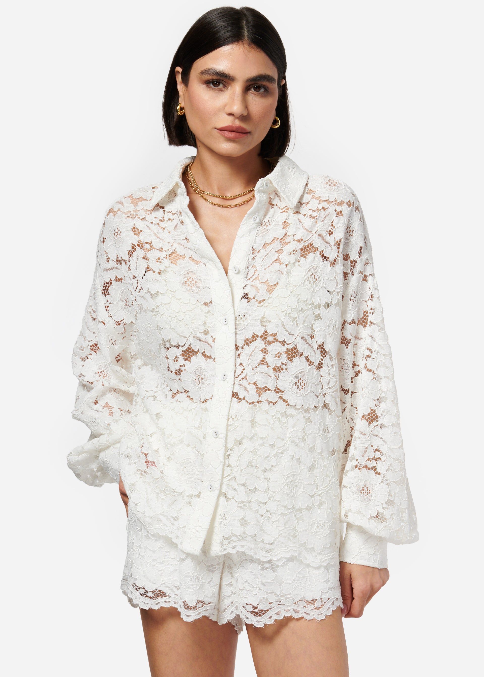 Belkis Lace Top White sold by Cami NYC product image thumbnail 3