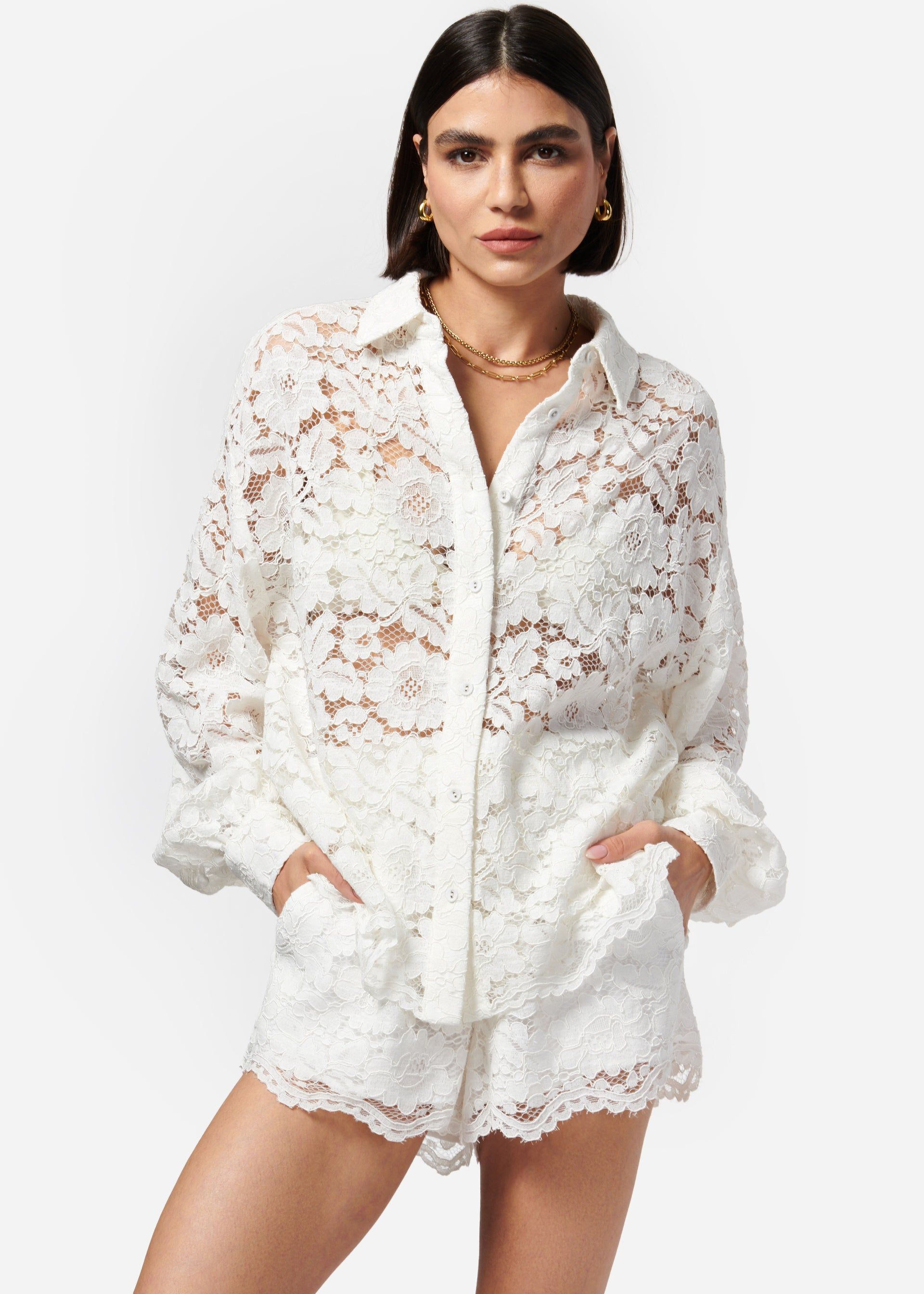 Belkis Lace Top White sold by Cami NYC