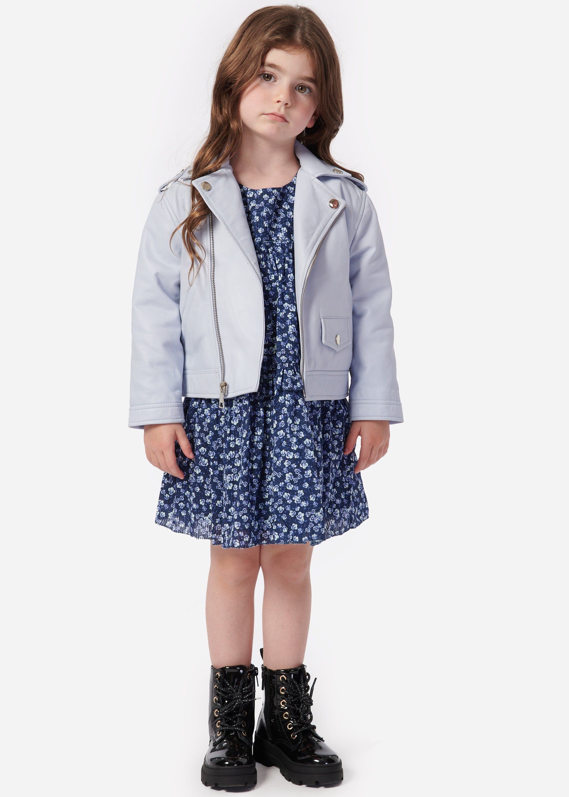 Kids Kali Genuine Leather Jacket Baby Blue sold by Cami NYC product image thumbnail 2