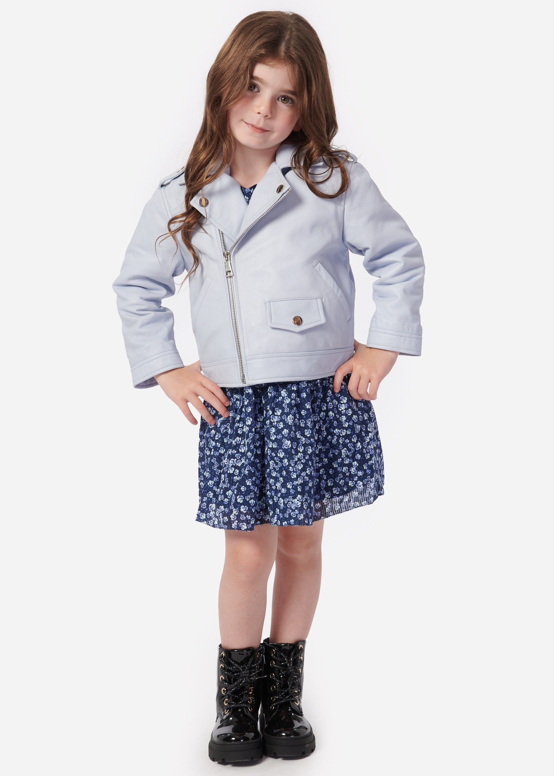 Kids Kali Genuine Leather Jacket Baby Blue sold by Cami NYC product image thumbnail 3