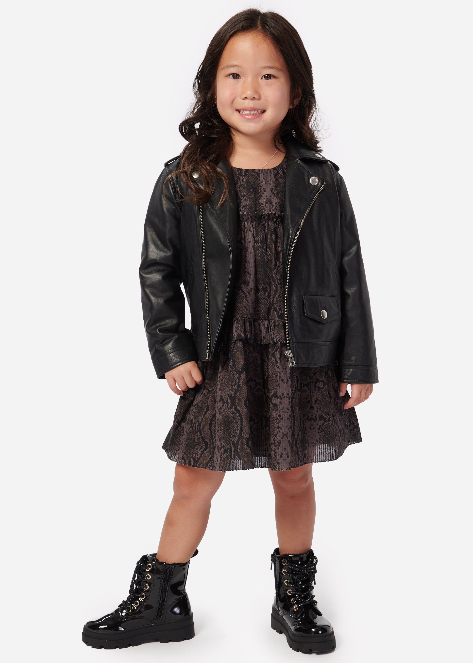 Kids Kali Genuine Leather Jacket Black sold by Cami NYC product image thumbnail 2