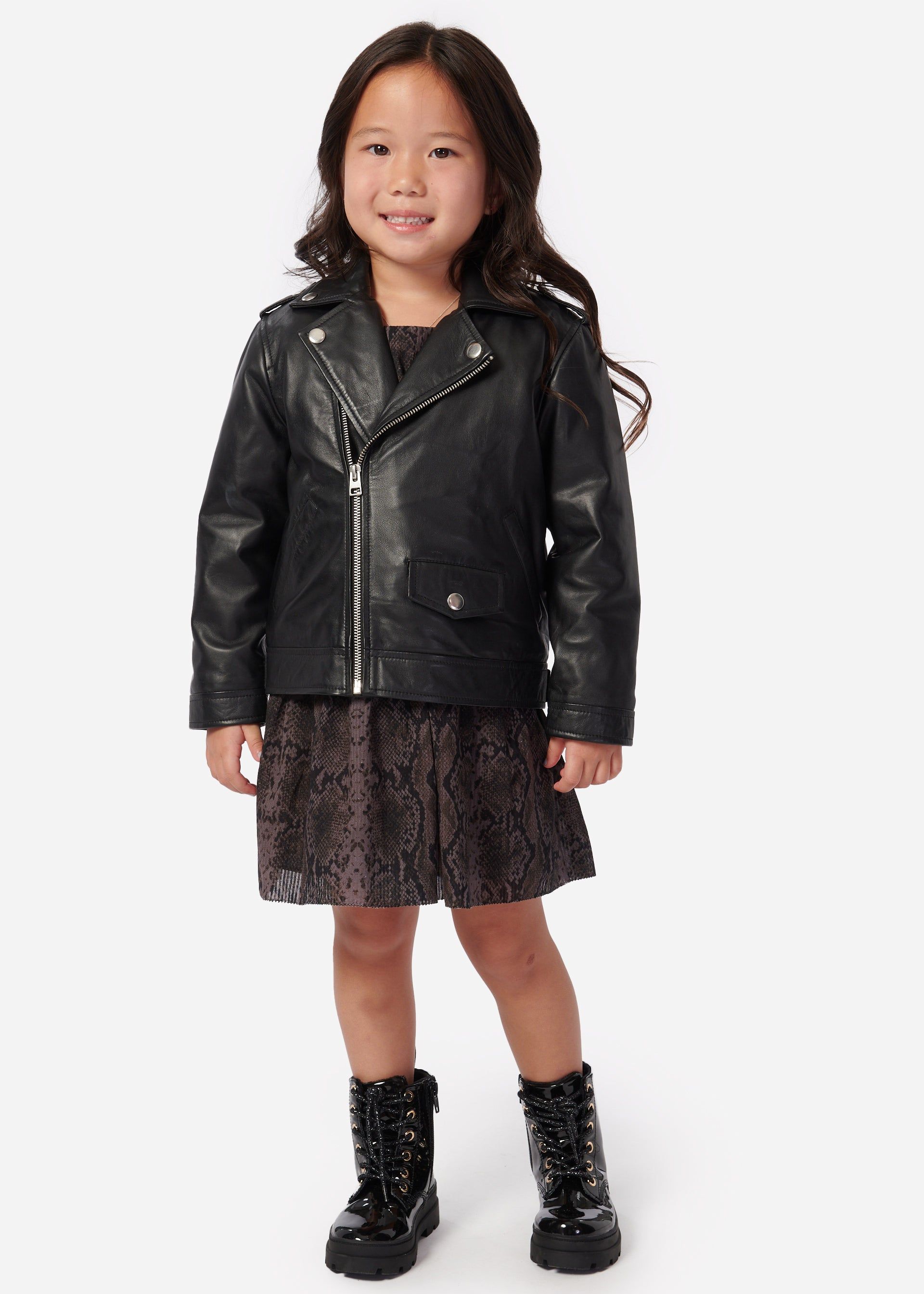 Kids Kali Genuine Leather Jacket Black sold by Cami NYC