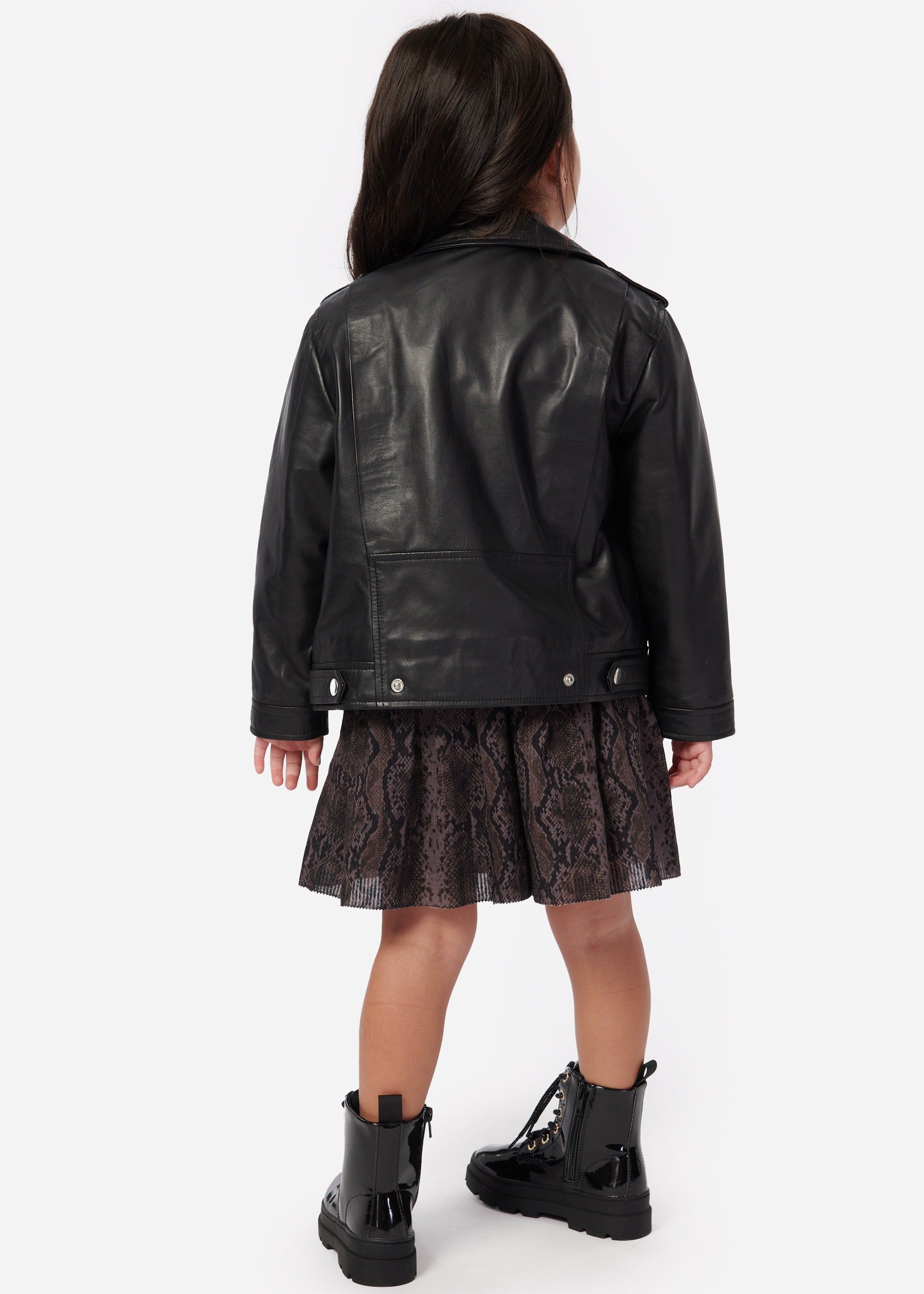 Kids Kali Genuine Leather Jacket Black sold by Cami NYC product image thumbnail 4