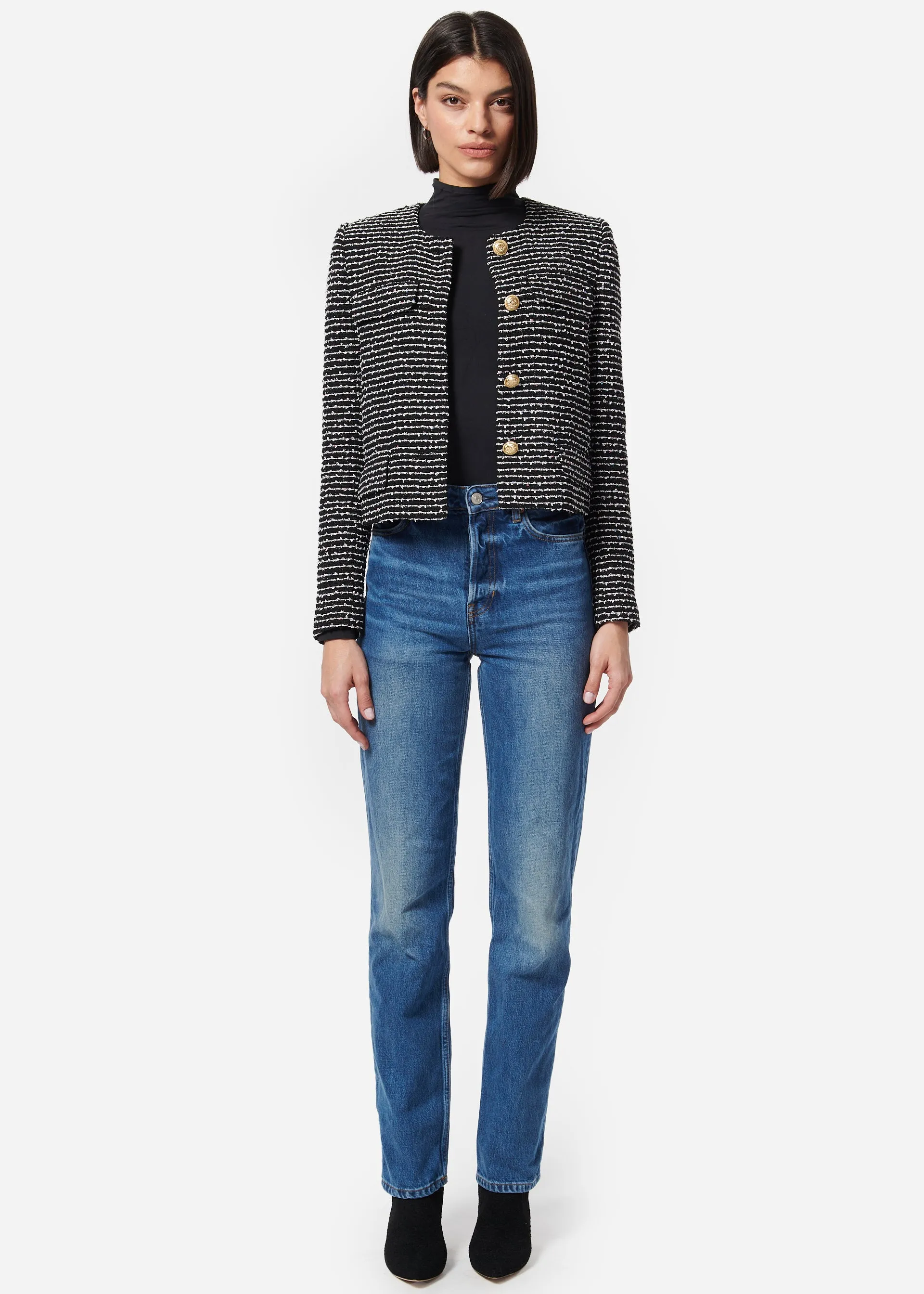 Rula Cropped Jacket Nautical Tweed sold by Cami NYC product image thumbnail 2