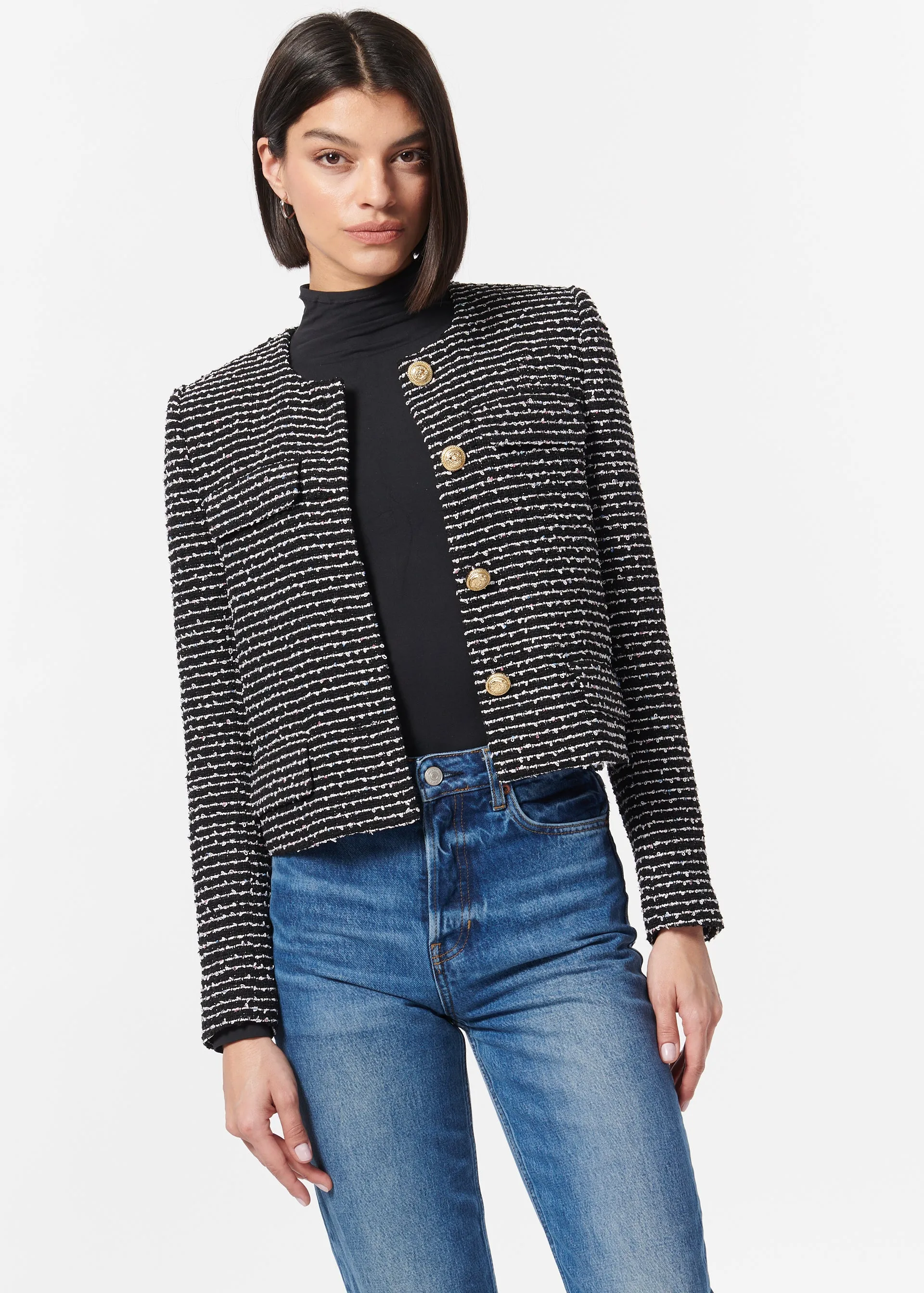 Rula Cropped Jacket Nautical Tweed sold by Cami NYC
