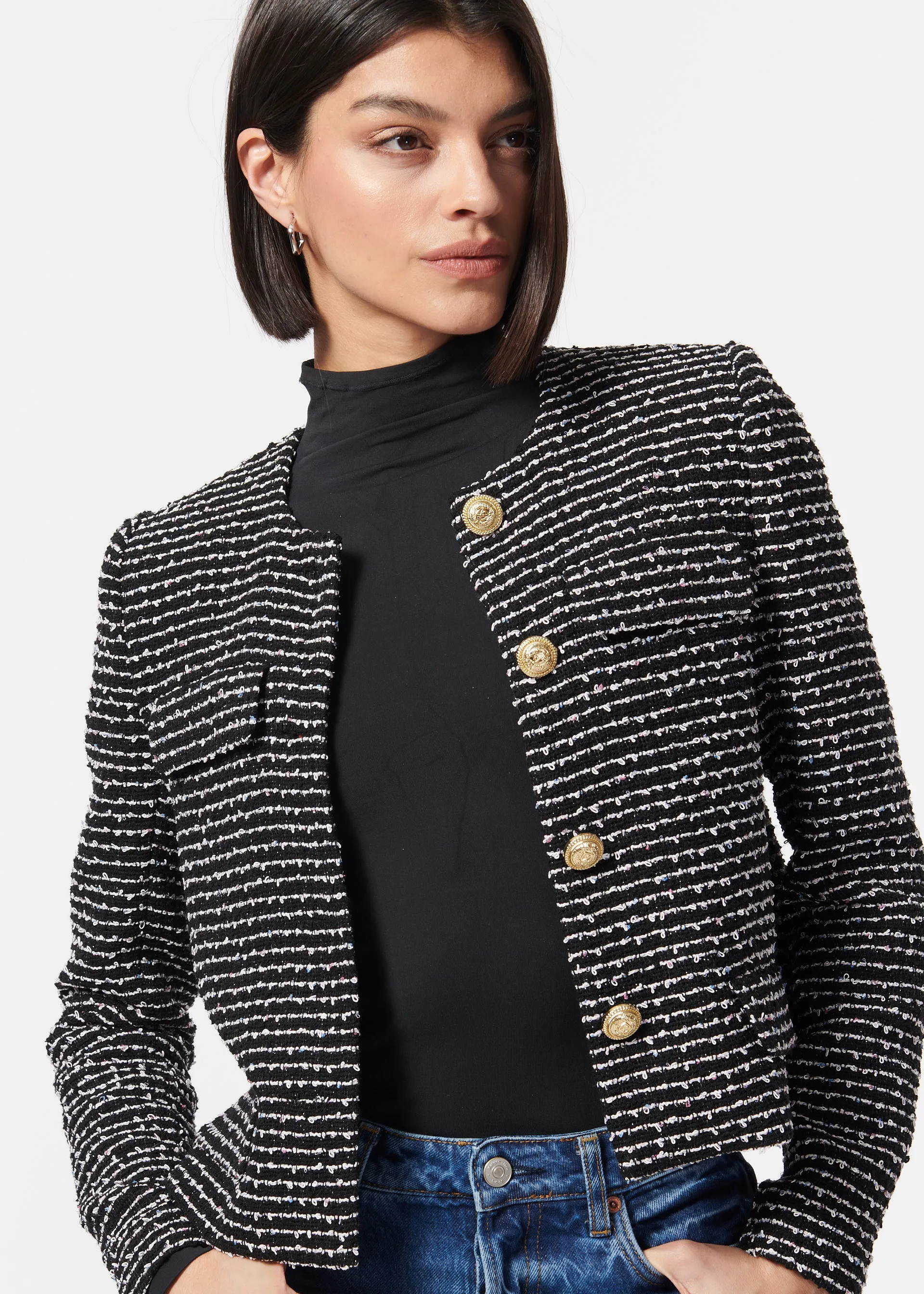 Rula Cropped Jacket Nautical Tweed sold by Cami NYC product image thumbnail 3