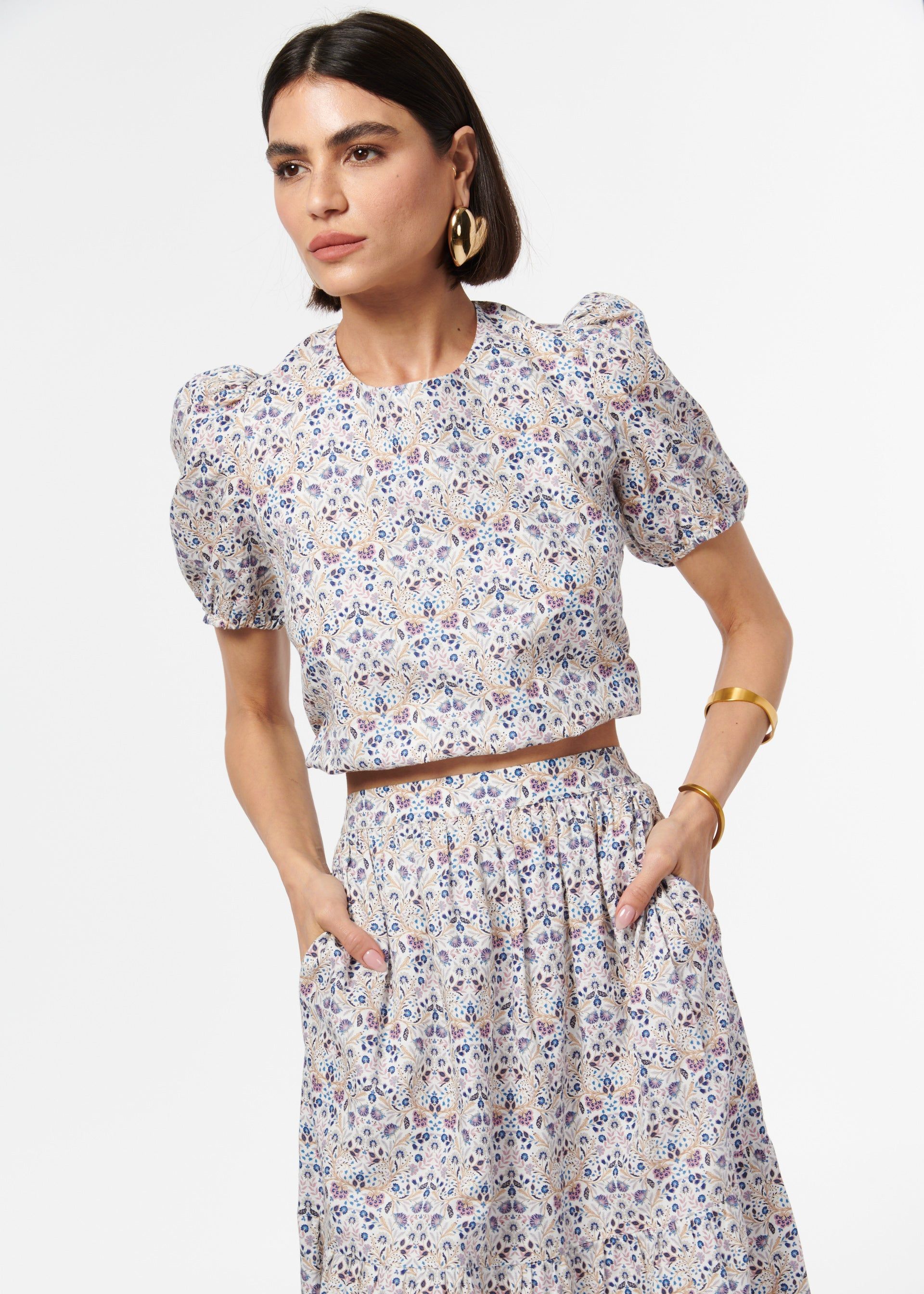 Flor Crop Top Spring Tapestry sold by Cami NYC product image thumbnail 3