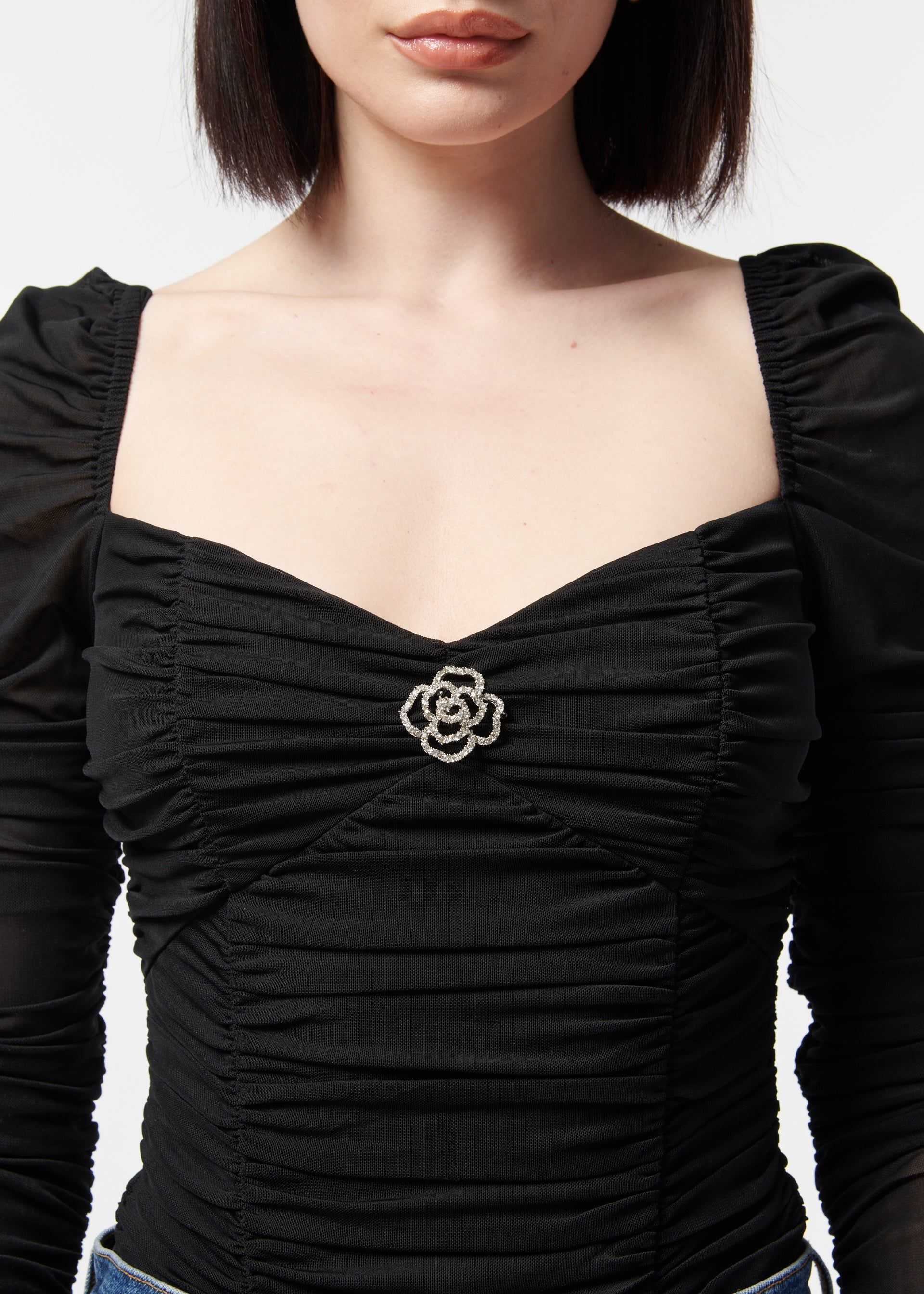 Bettina Crystal Bodysuit Black sold by Cami NYC product image thumbnail 3