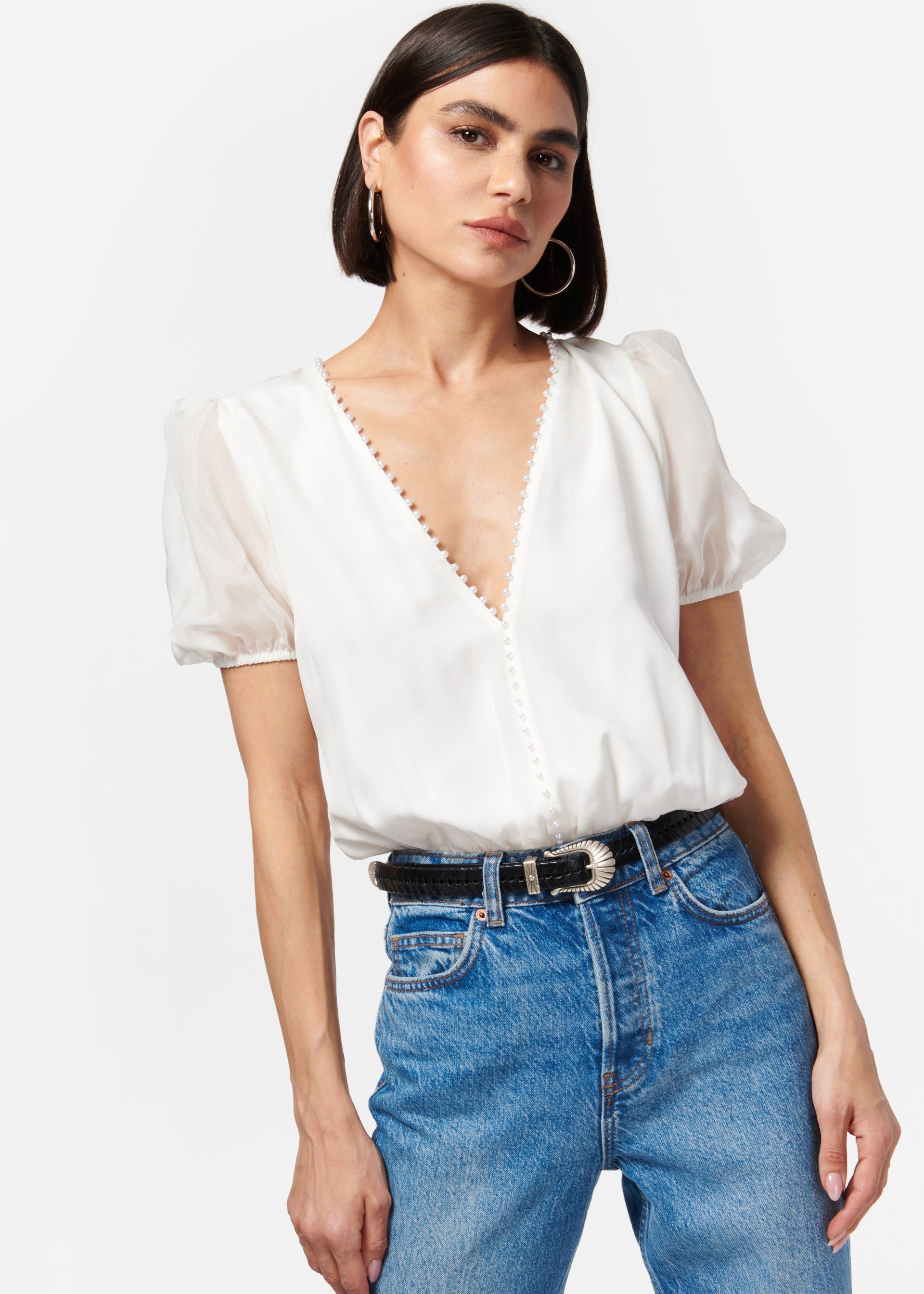 Pia Bodysuit White sold by Cami NYC product image thumbnail 3