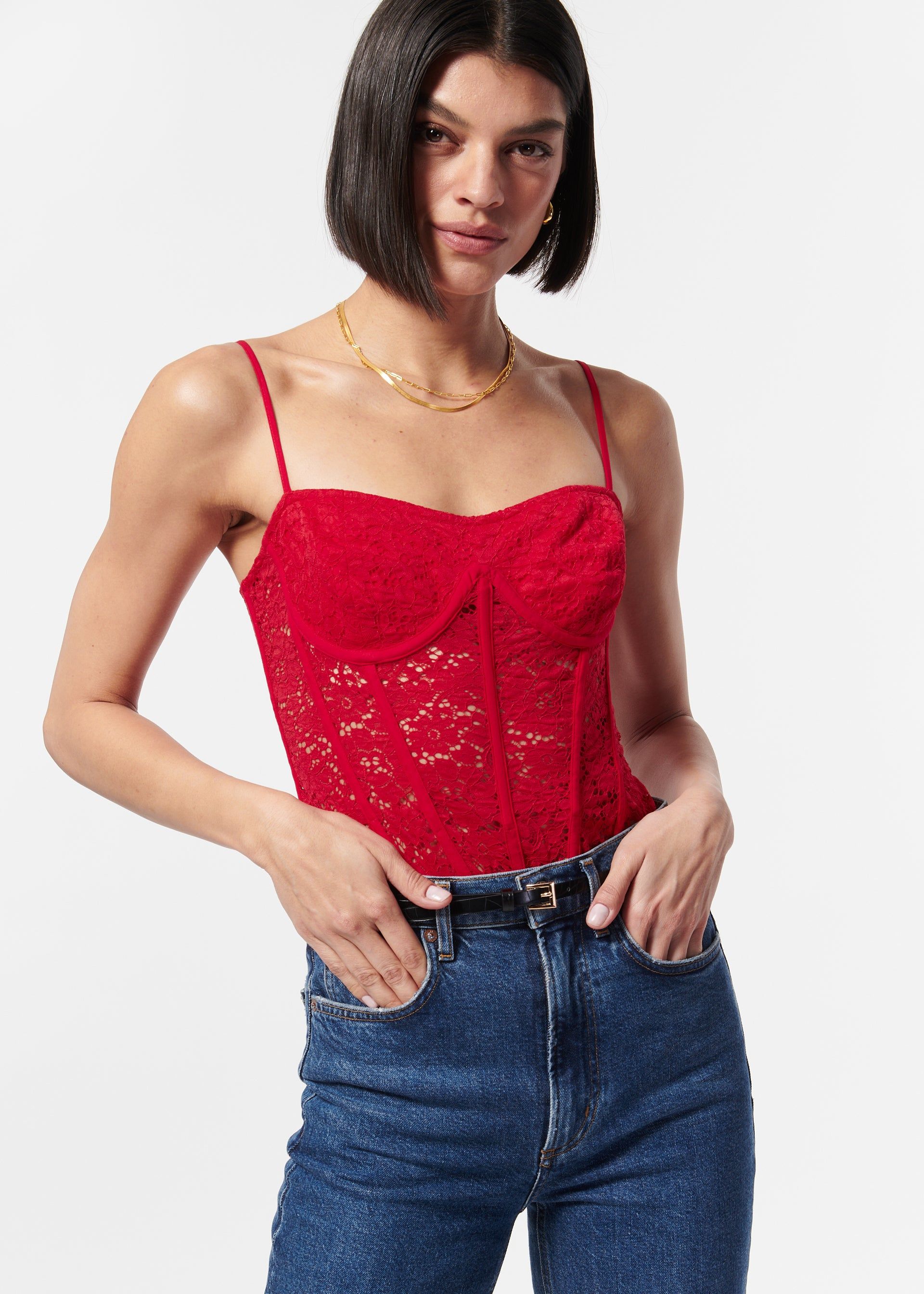 Jora Matte Bodysuit Scarlet sold by Cami NYC