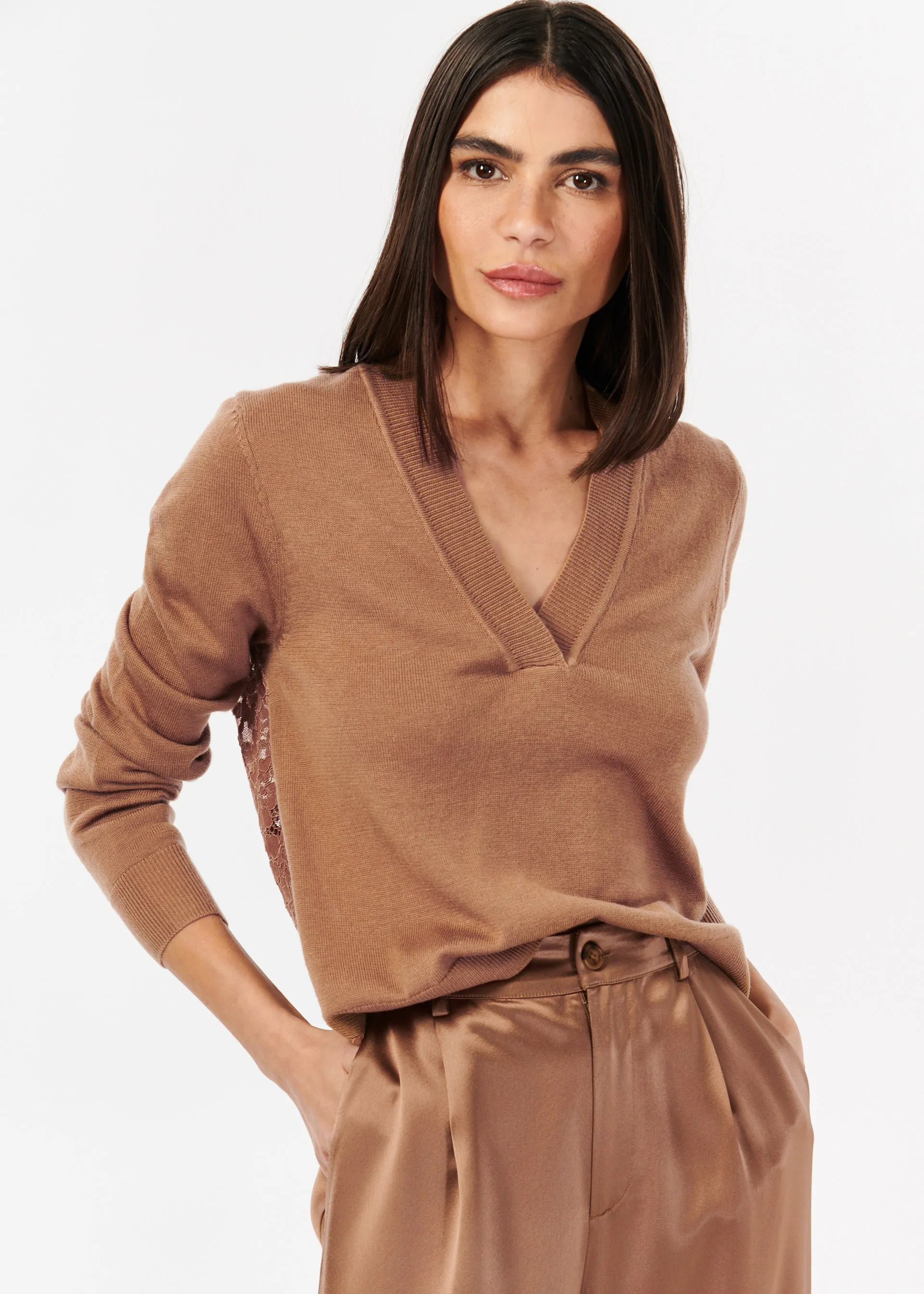 Camden Lace Sweater Nutshell sold by Cami NYC product image thumbnail 2
