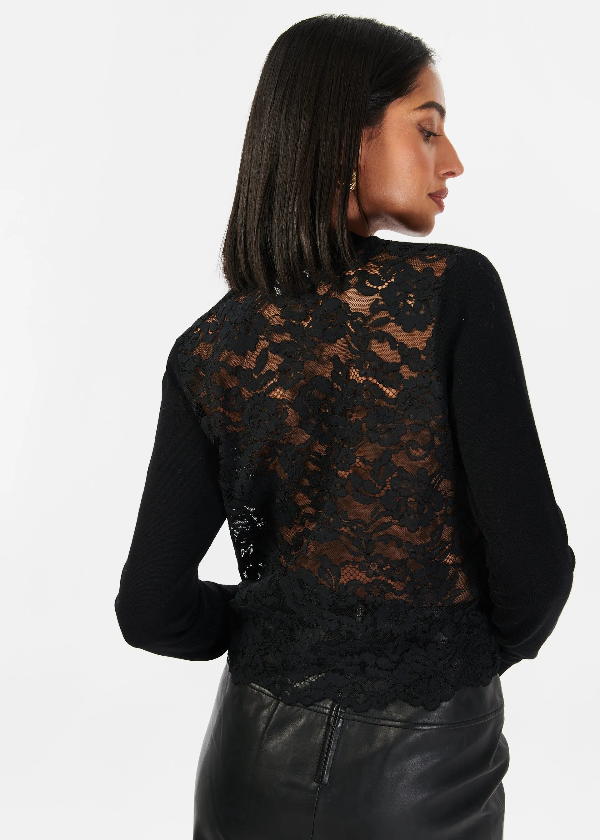 Camden Lace Sweater Black sold by Cami NYC product image thumbnail 4