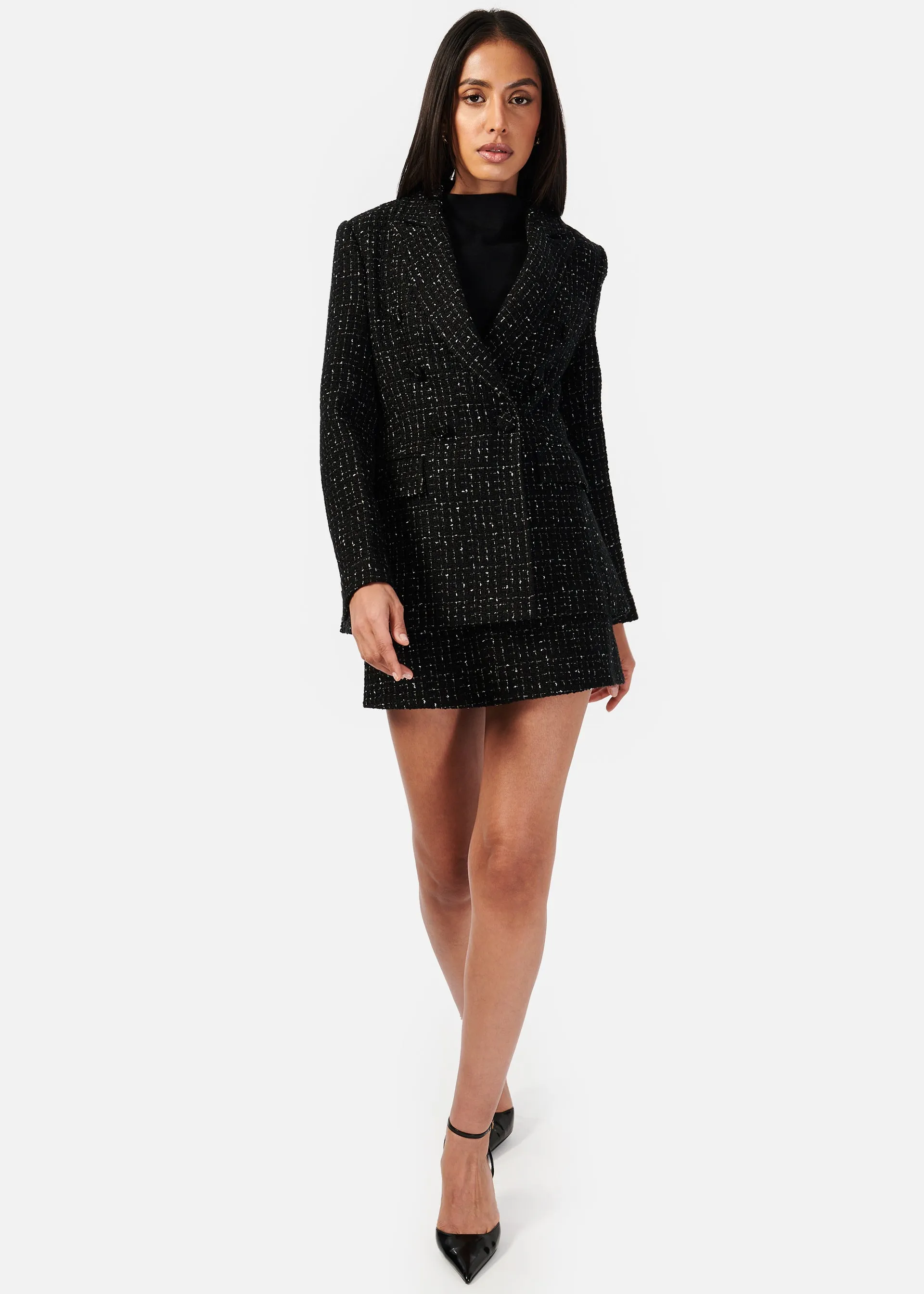 Bruna Oversized Tweed Blazer Windowpane sold by Cami NYC product image thumbnail 5