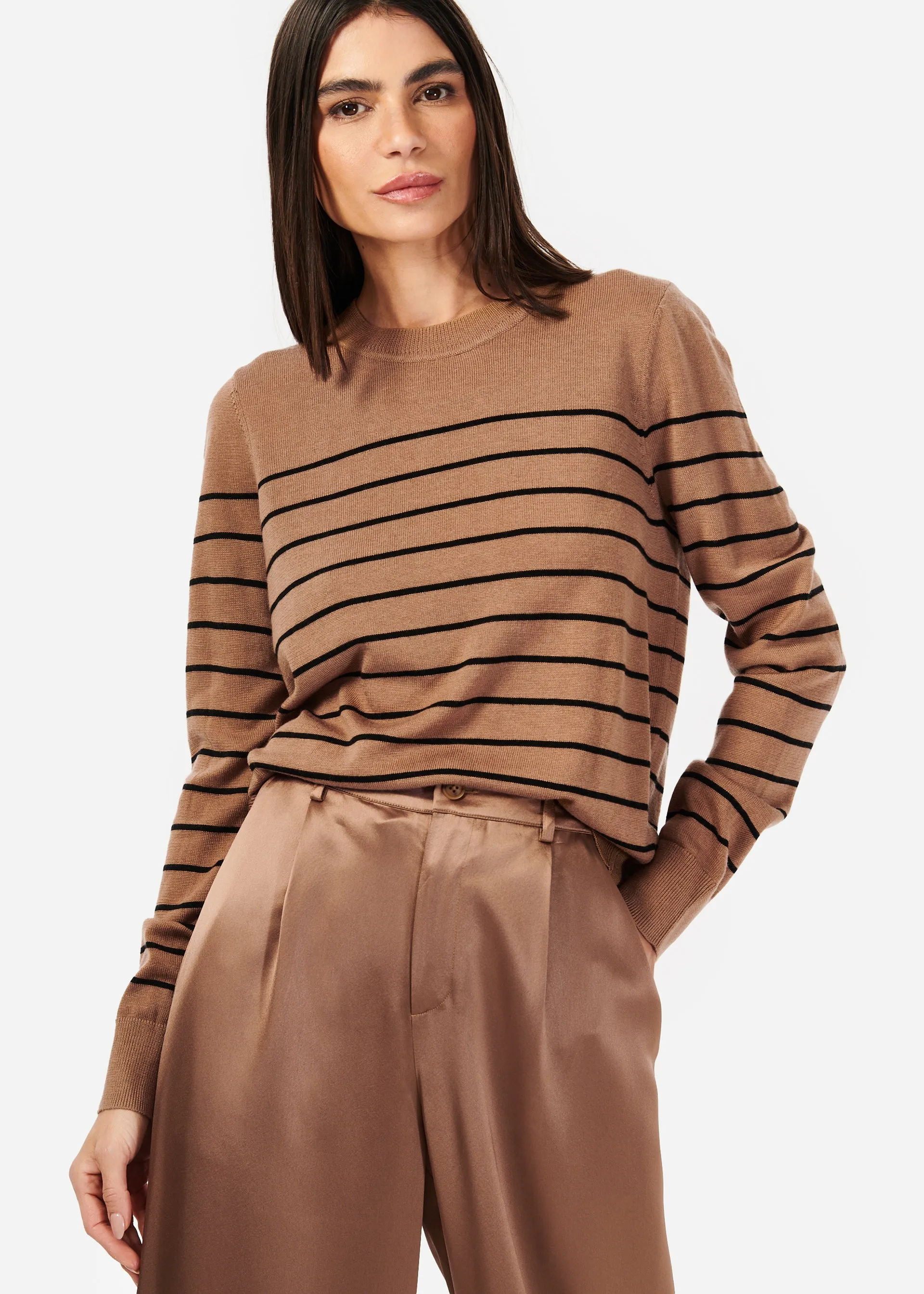 Lucinda Sweater Nutshell Stripe sold by Cami NYC