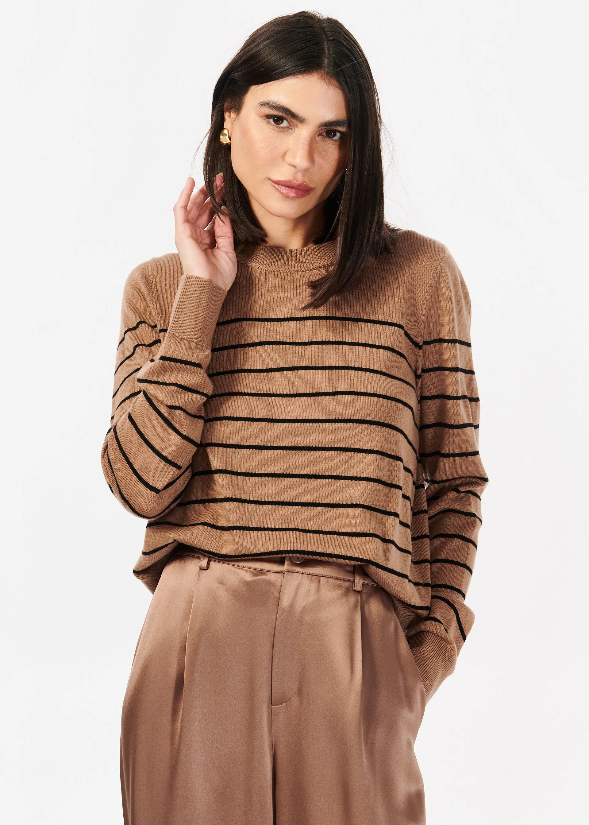 Lucinda Sweater Nutshell Stripe sold by Cami NYC product image thumbnail 3
