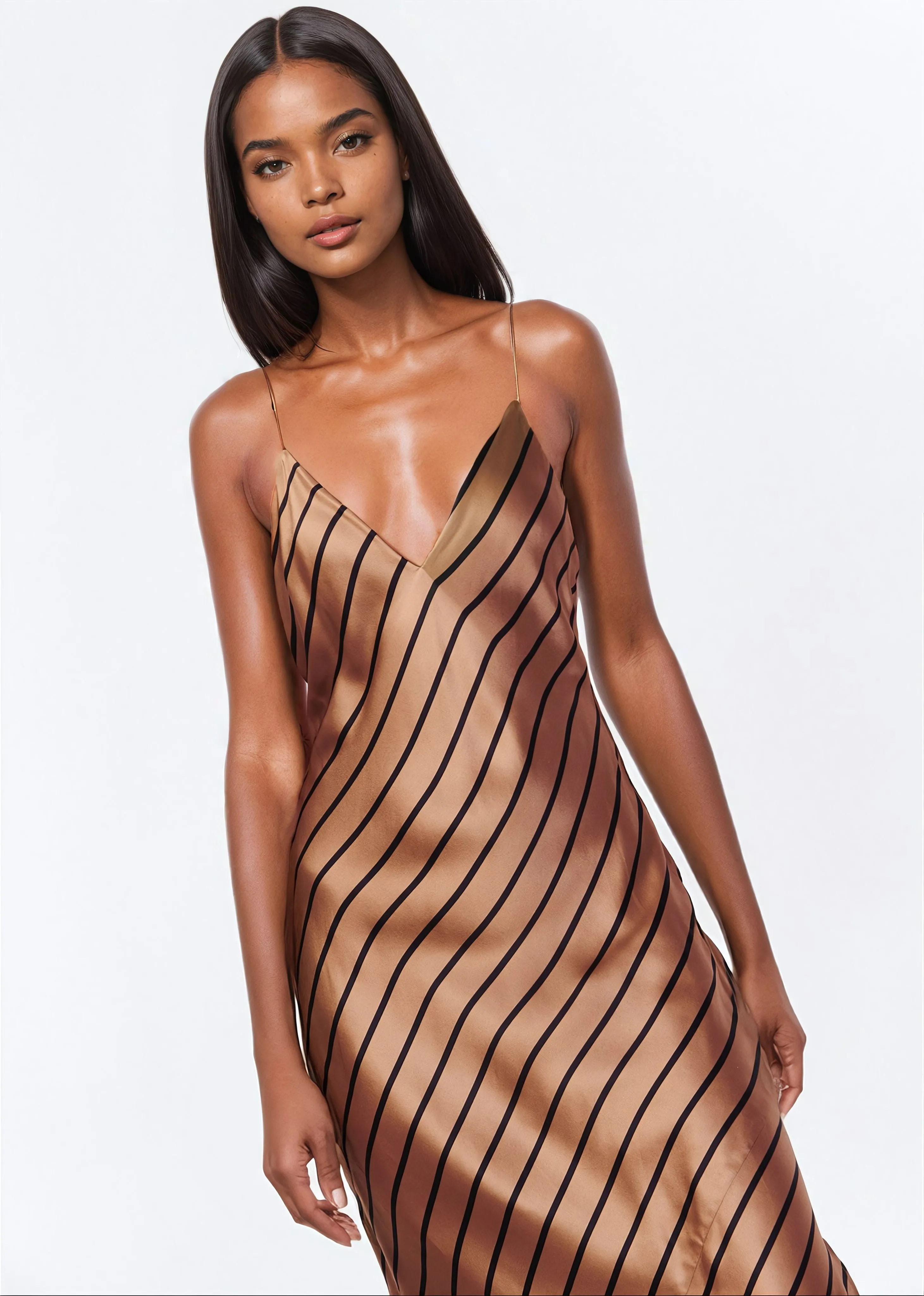 Raven Gown Nutshell Stripe sold by Cami NYC product image thumbnail 3