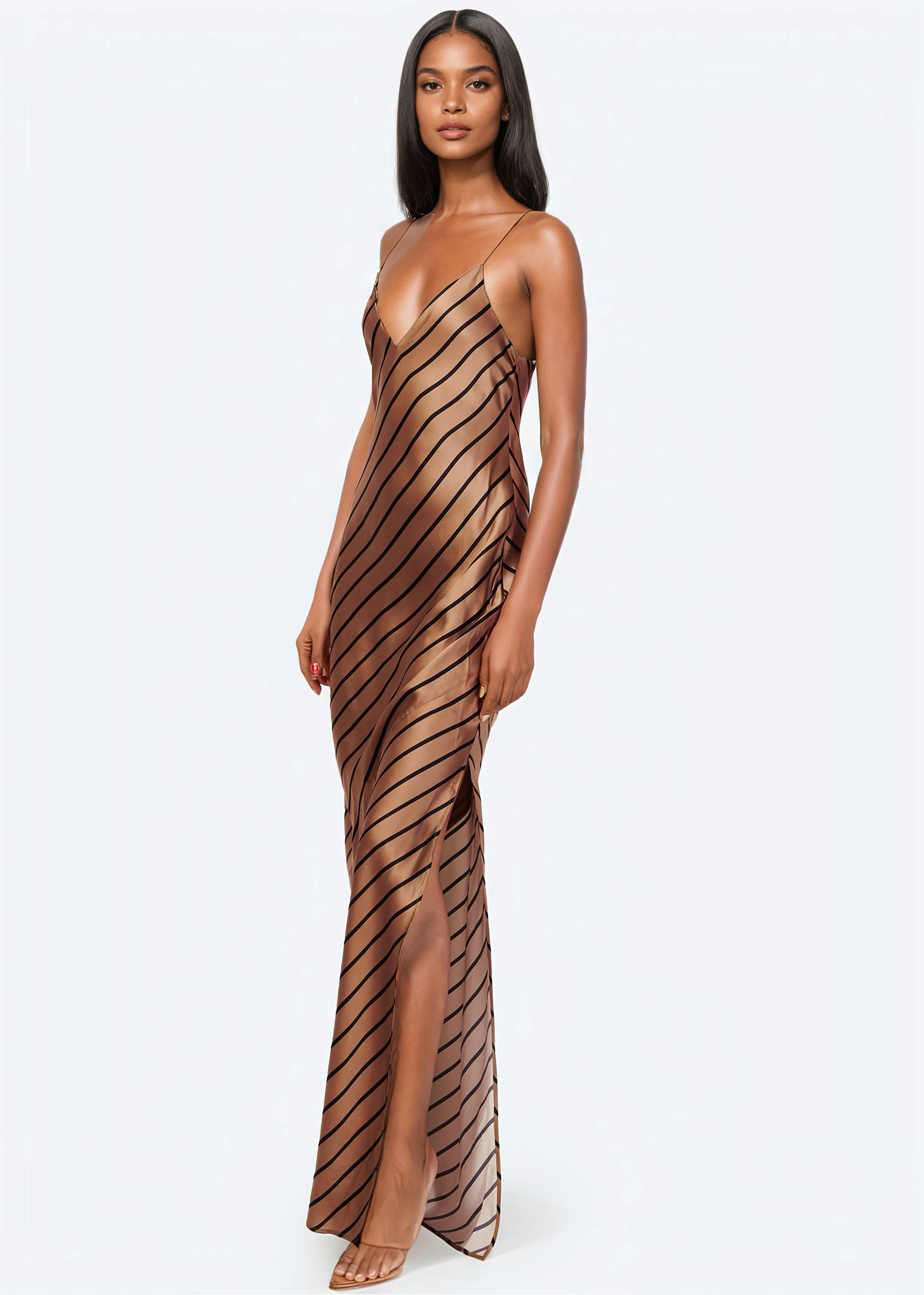 Raven Gown Nutshell Stripe sold by Cami NYC product image thumbnail 4