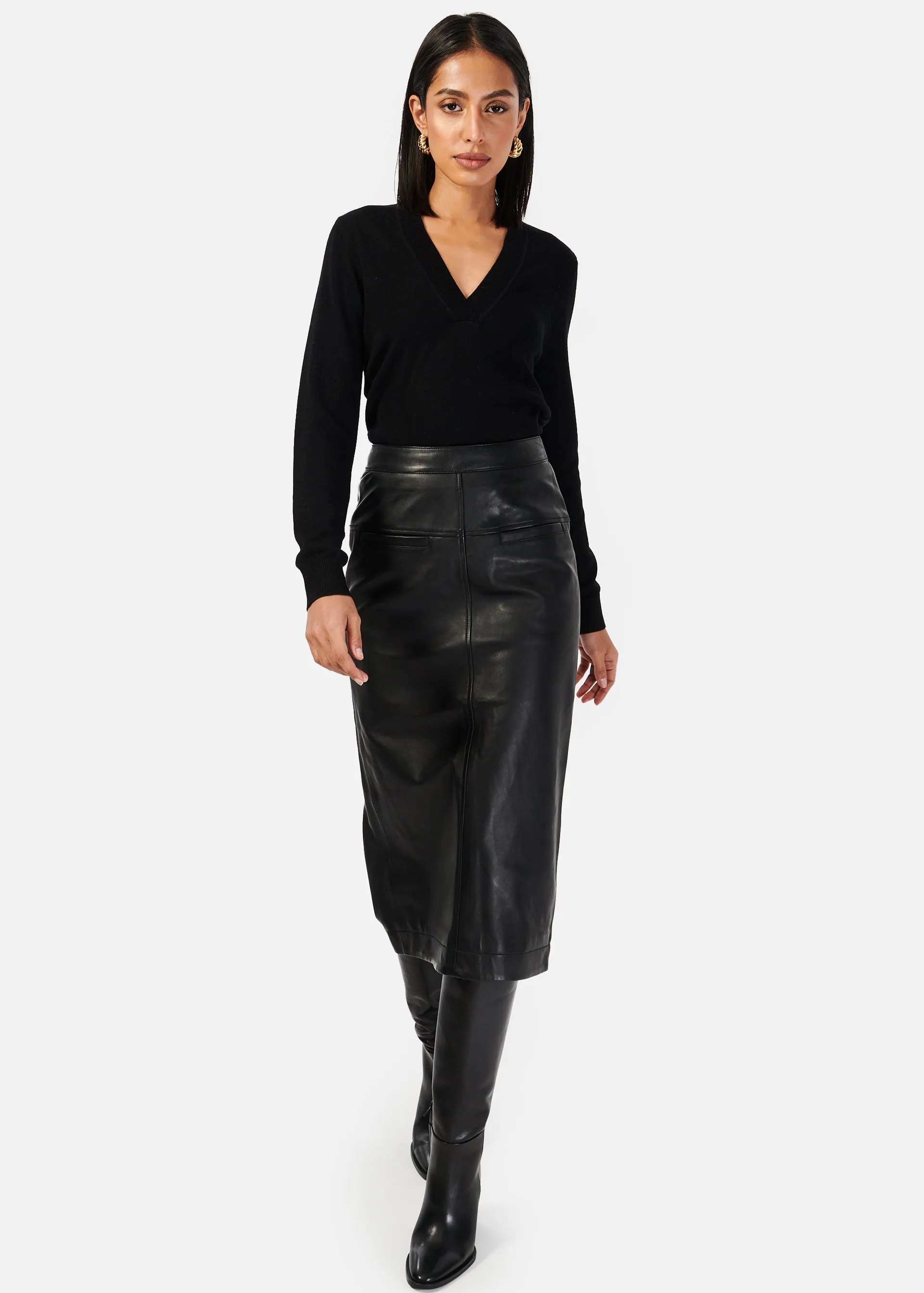 Inaya Genuine Leather Skirt Black sold by Cami NYC product image thumbnail 2