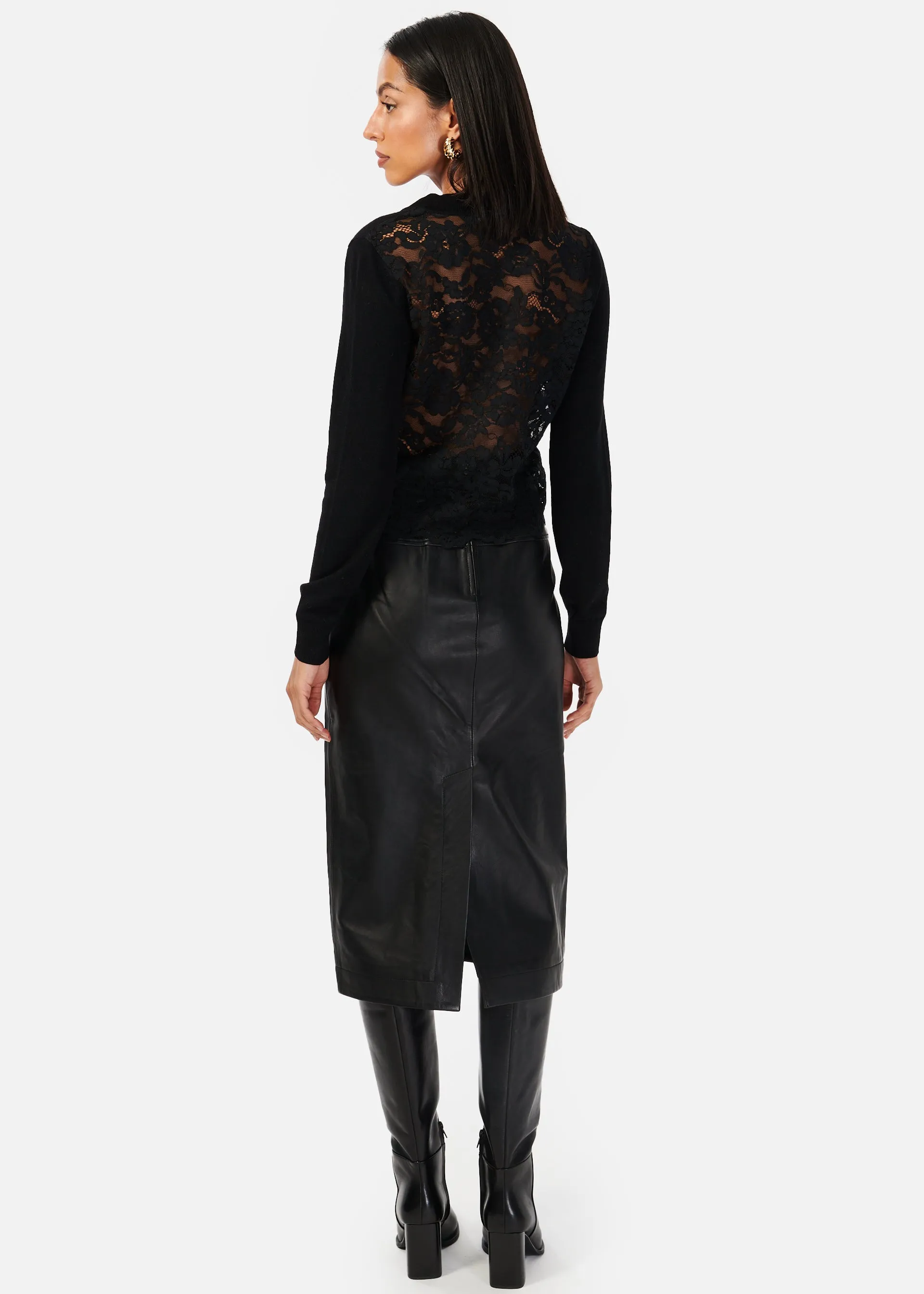 Inaya Genuine Leather Skirt Black sold by Cami NYC product image thumbnail 3